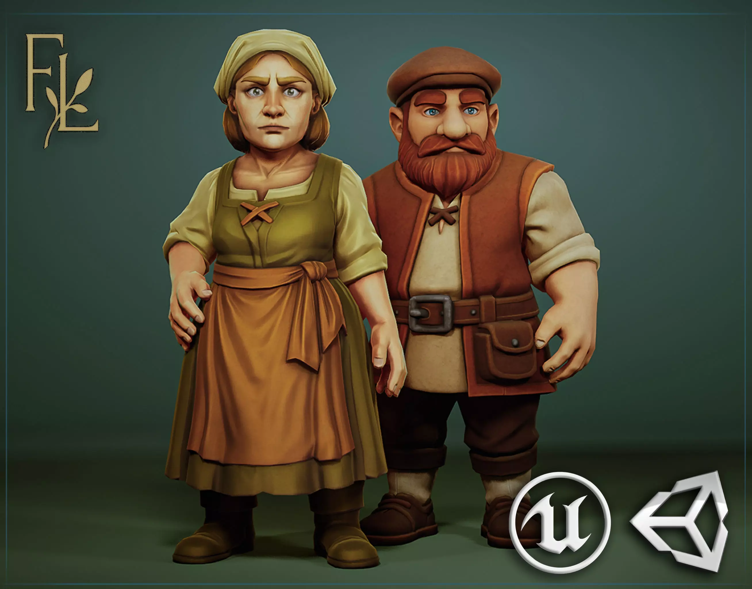 Peasant Pack v1 - Medieval NPC characters Low-poly 3D model_0