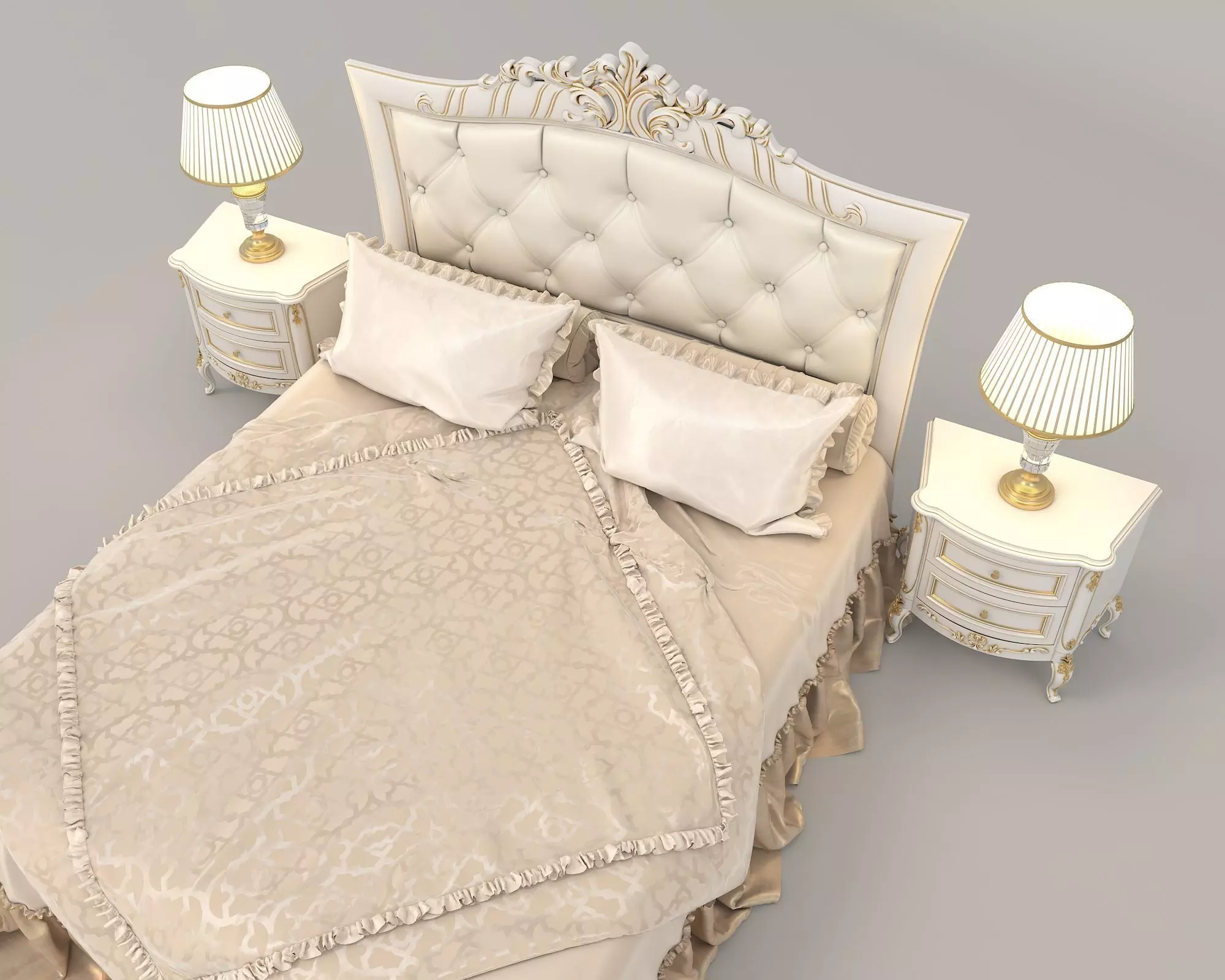 Classic European Style Bed Set 30 3D model_5