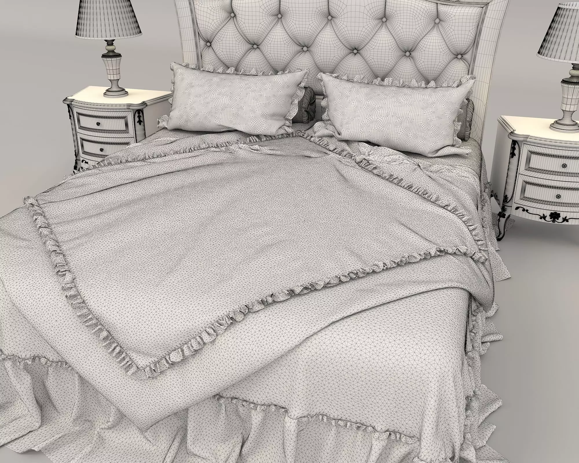 Classic European Style Bed Set 30 3D model_8