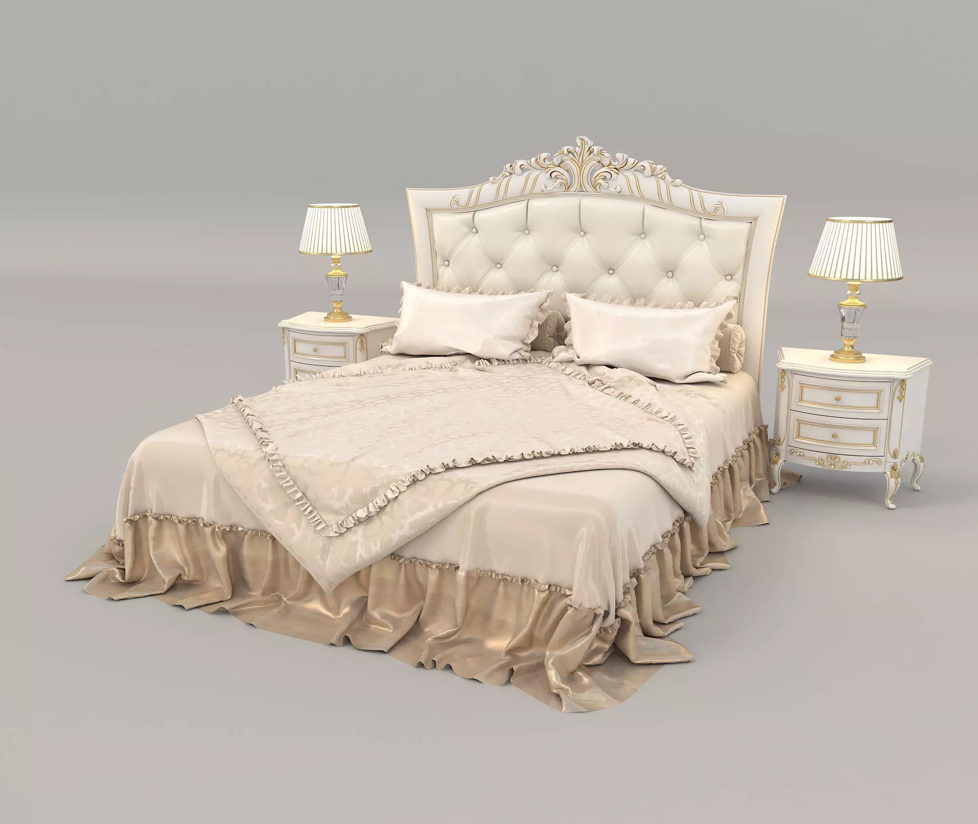 Classic European Style Bed Set 30 3D model_0