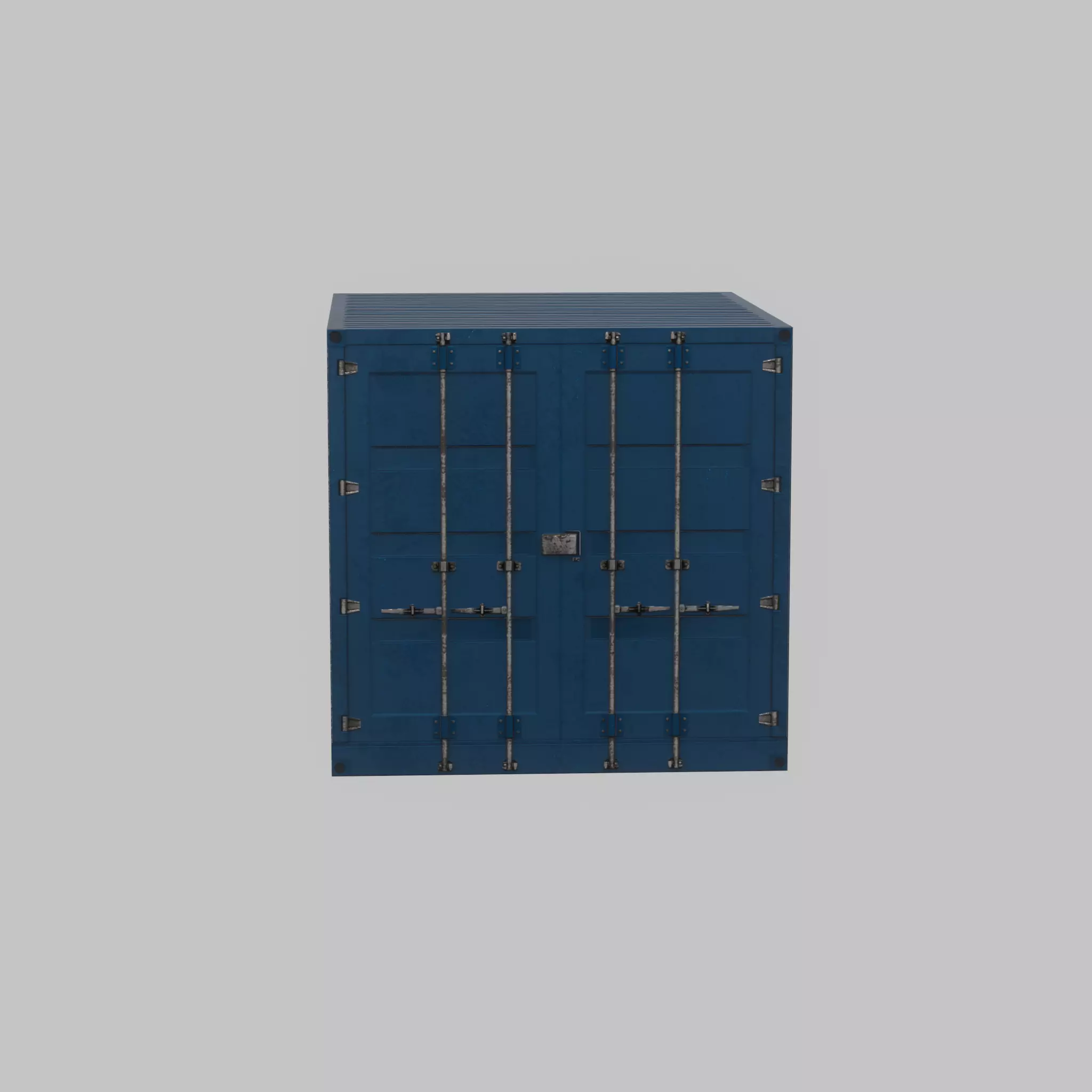 Shipping Container gentian blue 6ft Low-poly 3D model_29