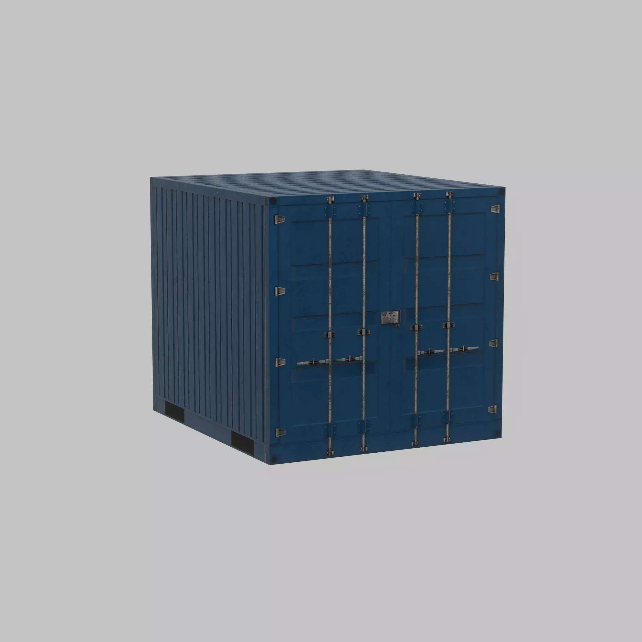 Shipping Container gentian blue 6ft Low-poly 3D model_25