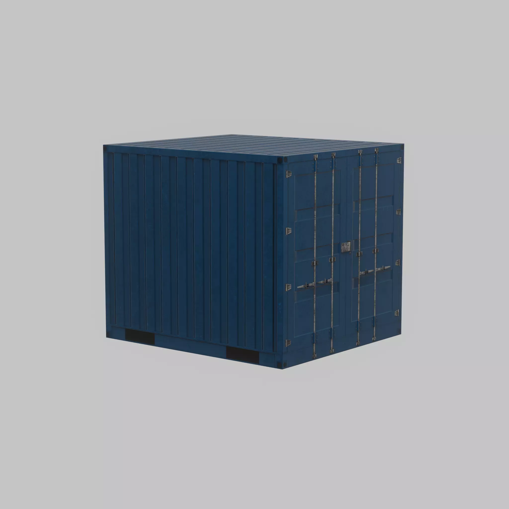 Shipping Container gentian blue 6ft Low-poly 3D model_64