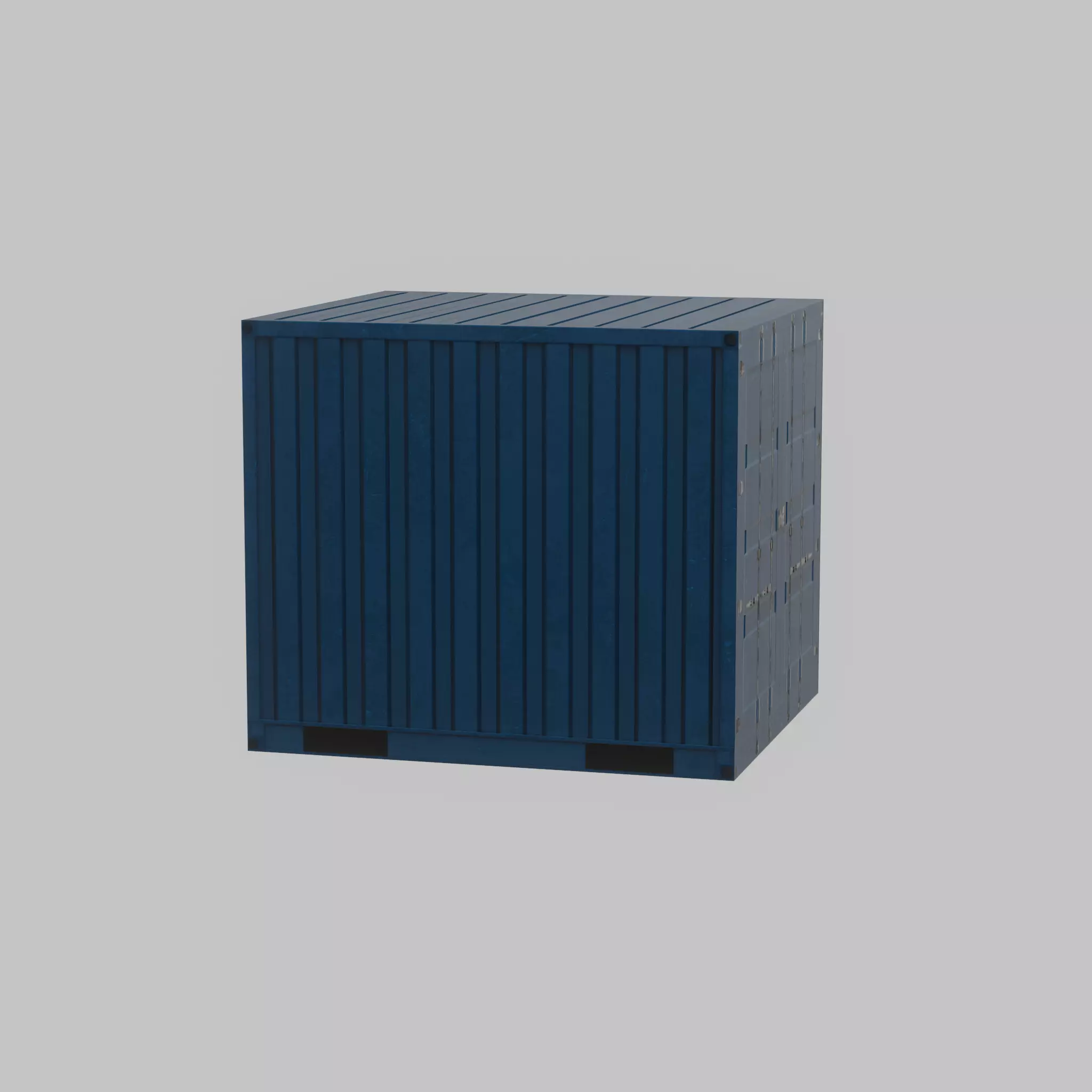 Shipping Container gentian blue 6ft Low-poly 3D model_46