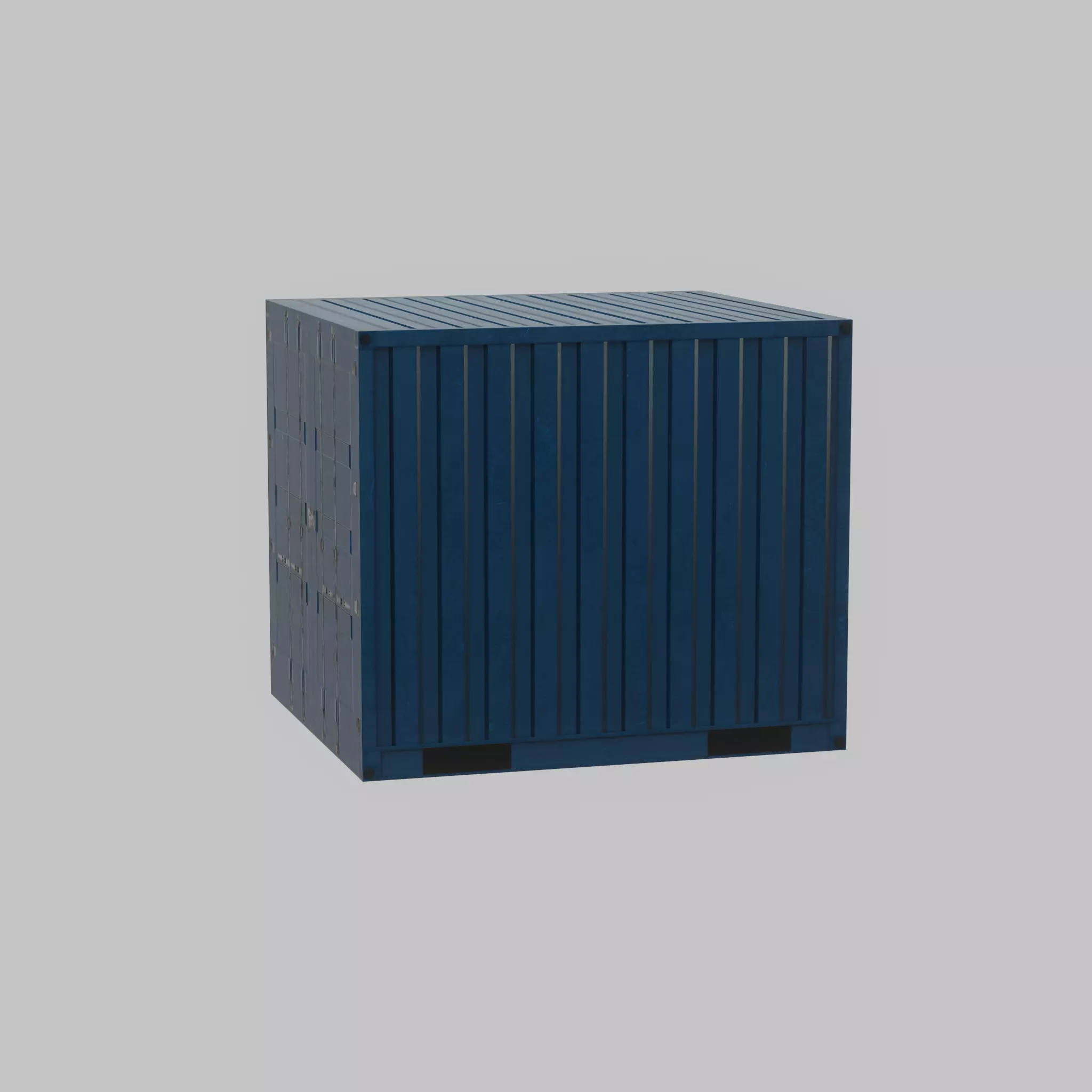 Shipping Container gentian blue 6ft Low-poly 3D model_45