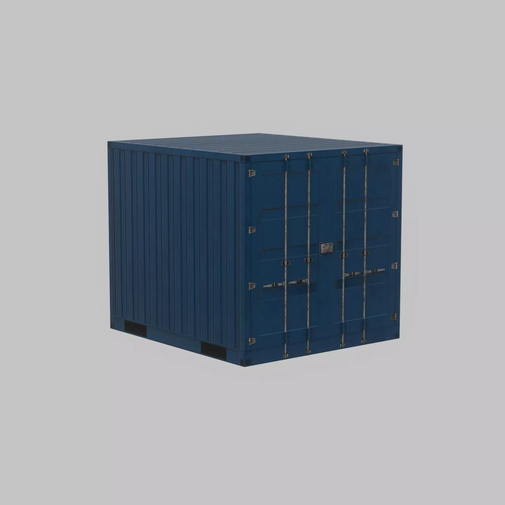 Shipping Container gentian blue 6ft Low-poly 3D model_44