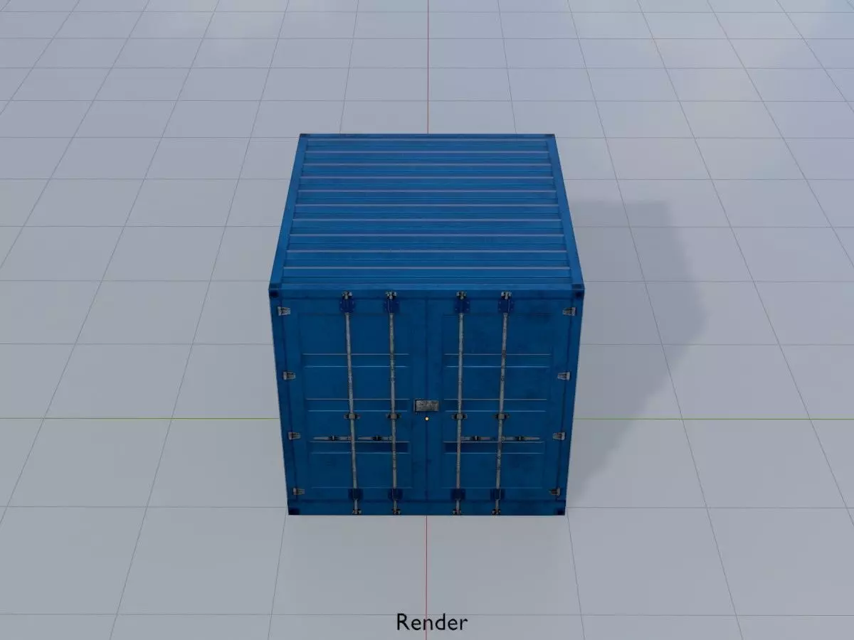 Shipping Container gentian blue 6ft Low-poly 3D model_15