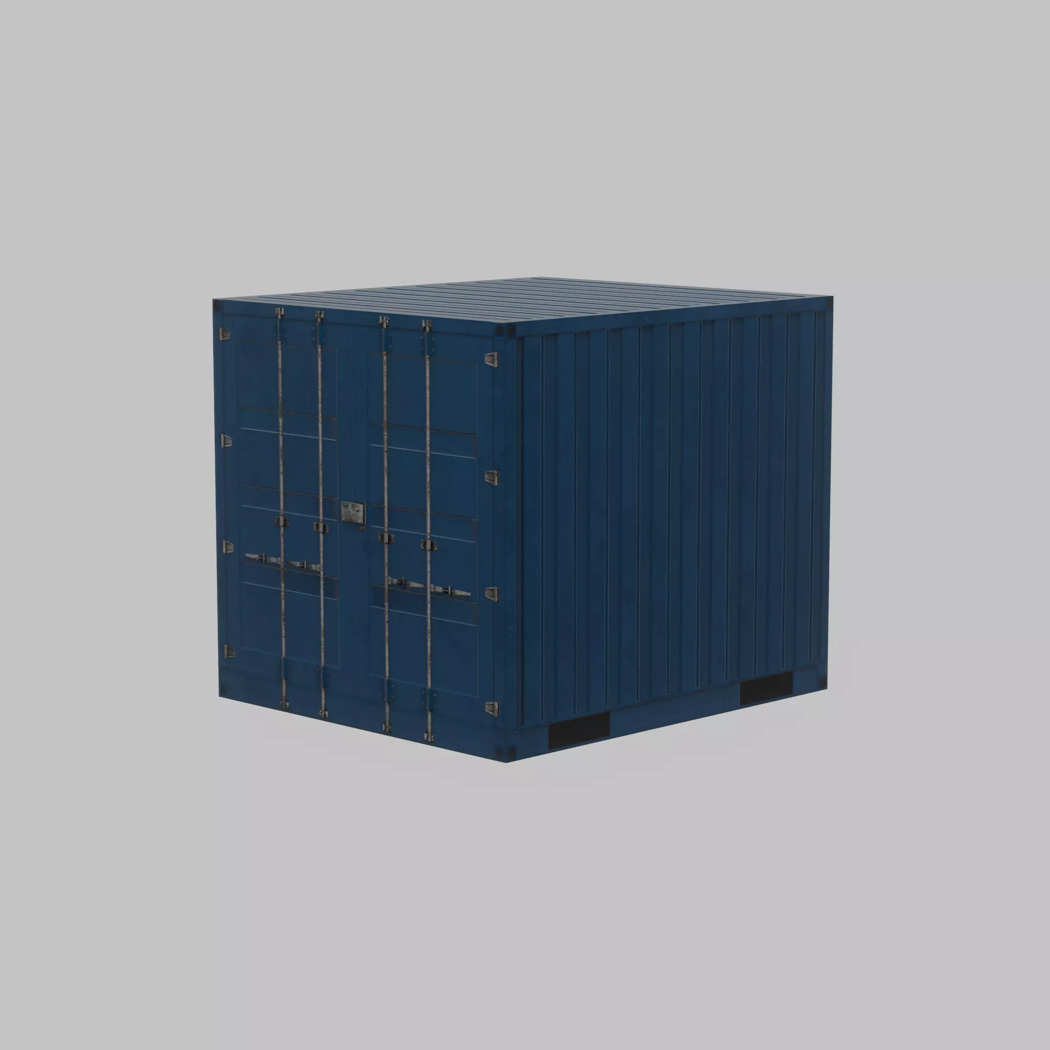 Shipping Container gentian blue 6ft Low-poly 3D model_67