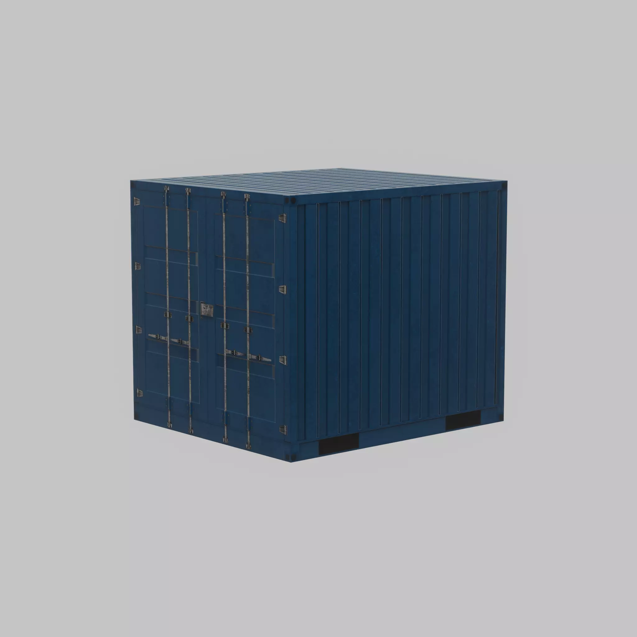 Shipping Container gentian blue 6ft Low-poly 3D model_66