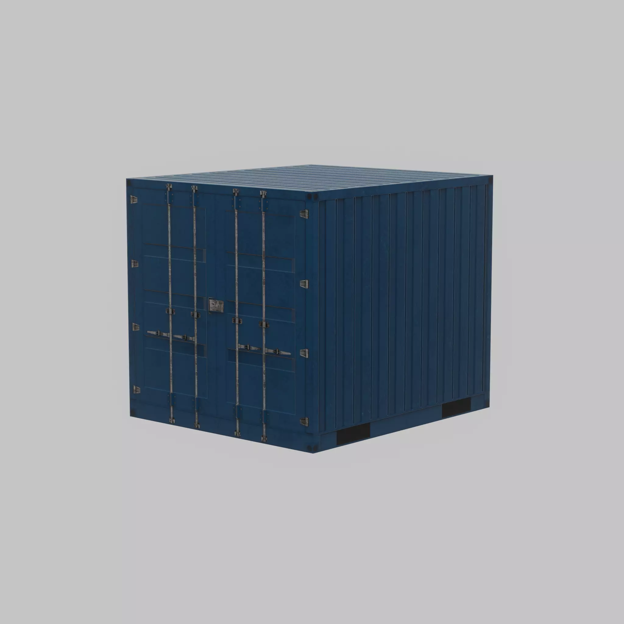 Shipping Container gentian blue 6ft Low-poly 3D model_69
