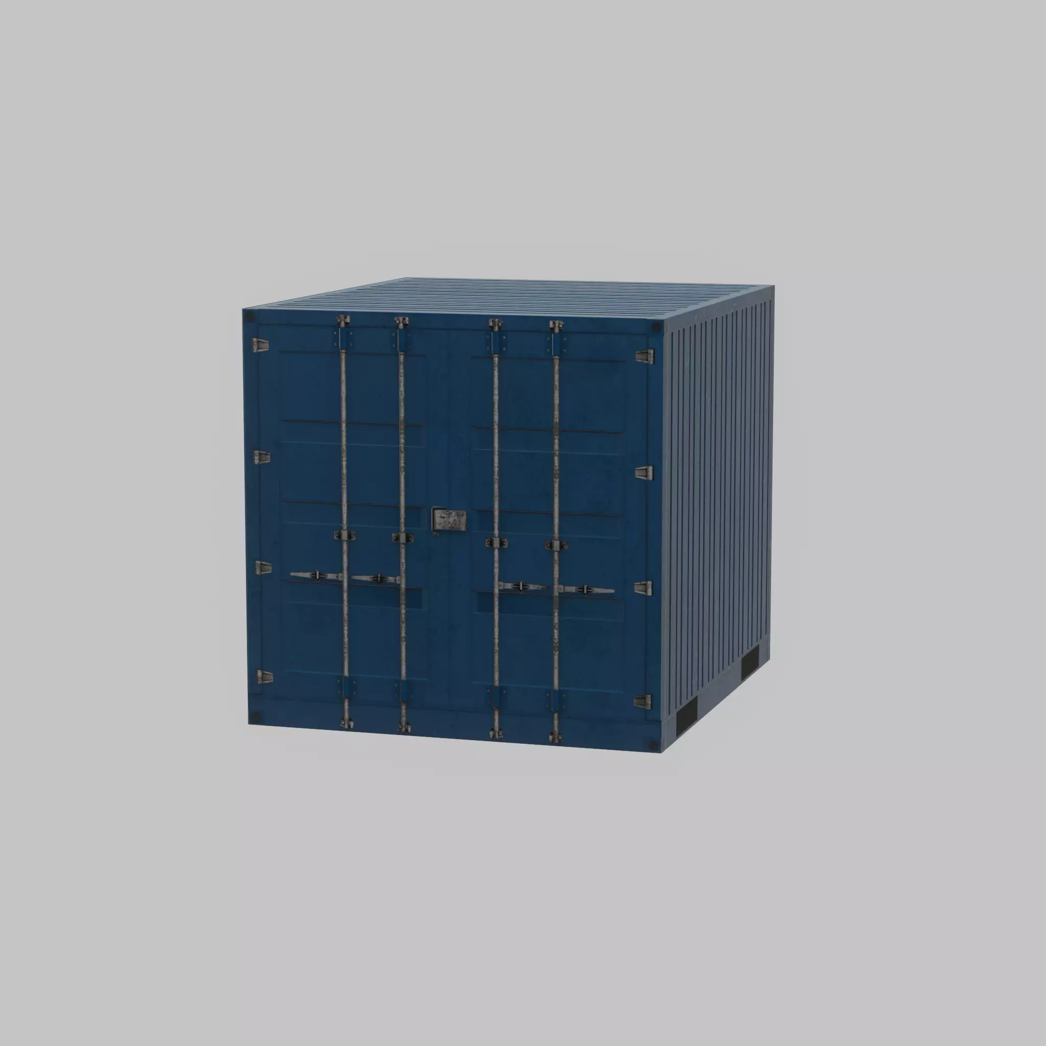 Shipping Container gentian blue 6ft Low-poly 3D model_22