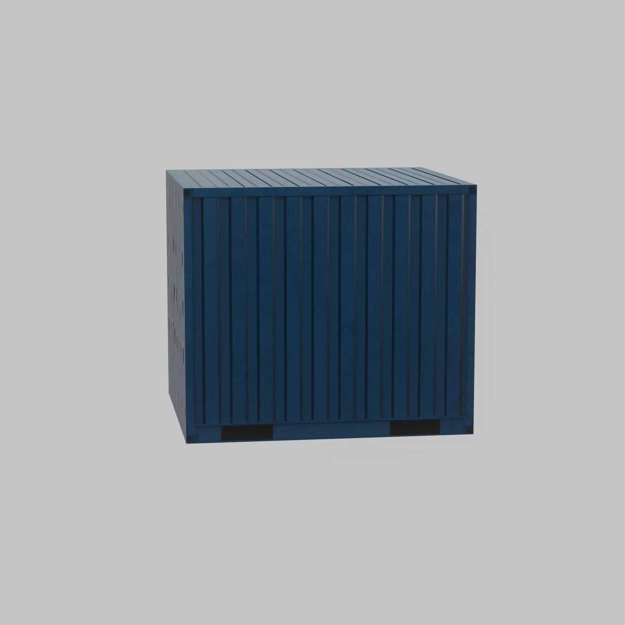 Shipping Container gentian blue 6ft Low-poly 3D model_38