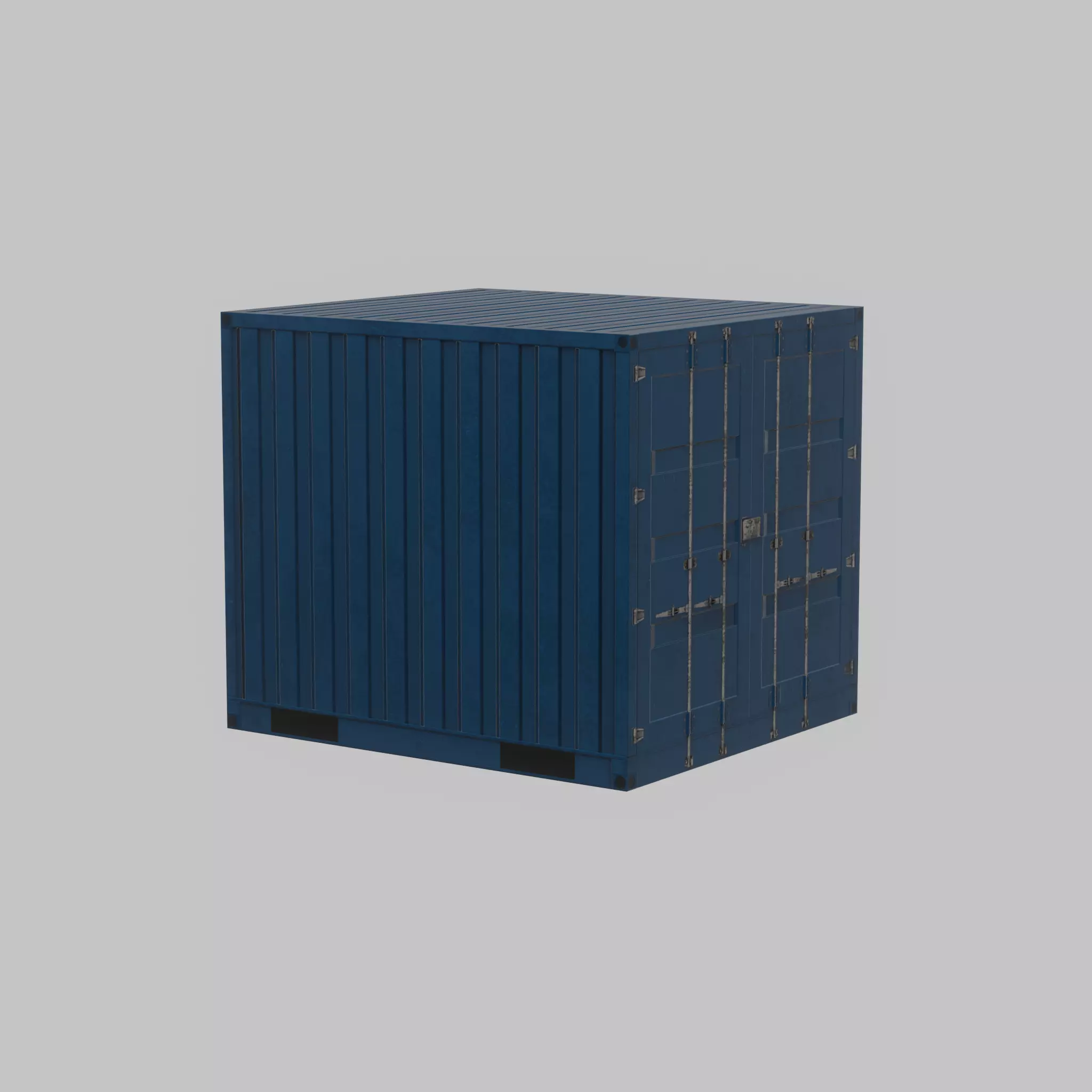 Shipping Container gentian blue 6ft Low-poly 3D model_34