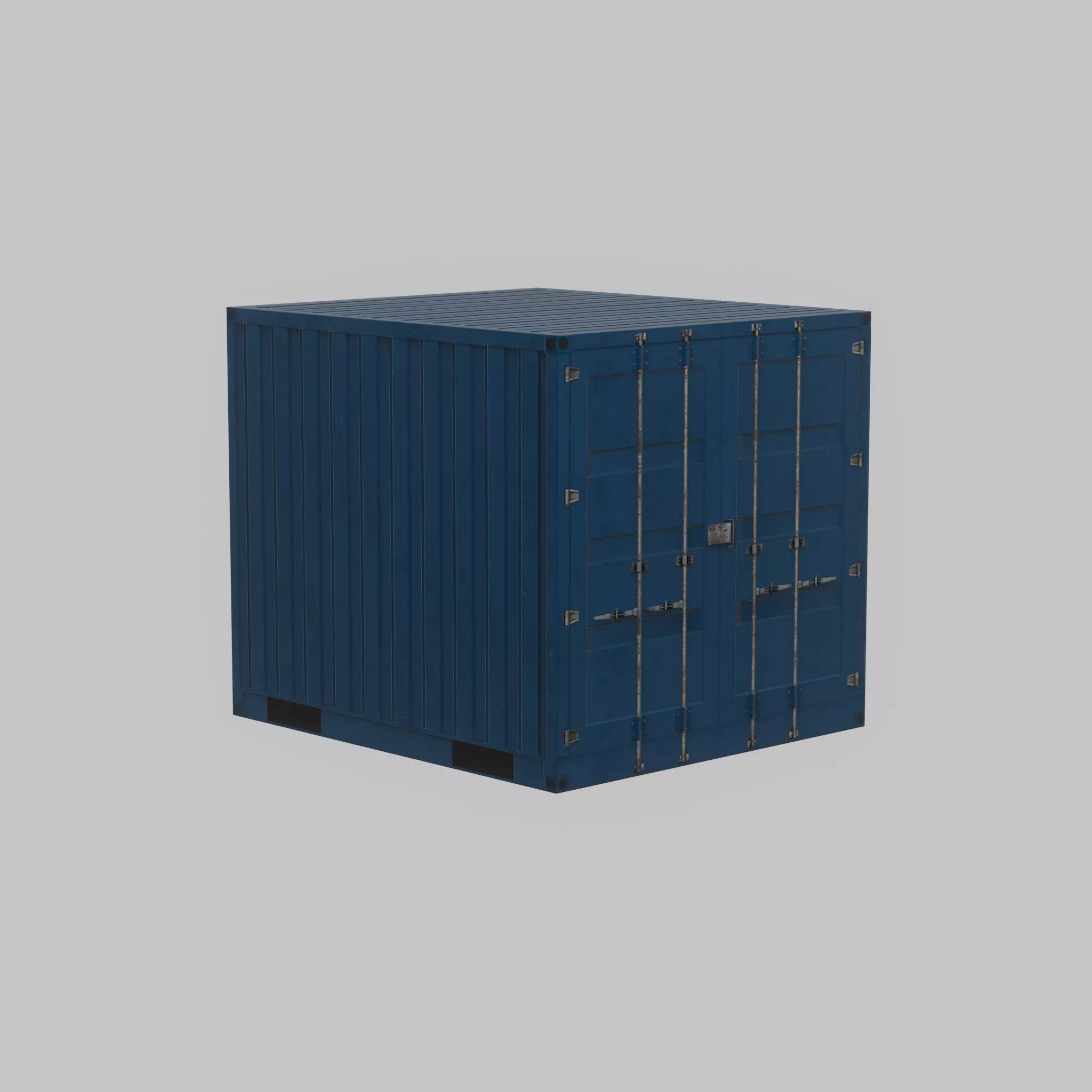 Shipping Container gentian blue 6ft Low-poly 3D model_54