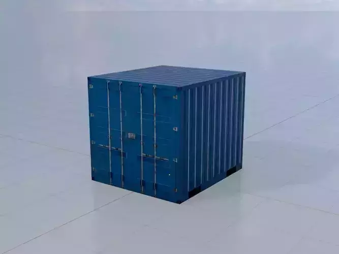 Shipping Container gentian blue 6ft Low-poly 3D model