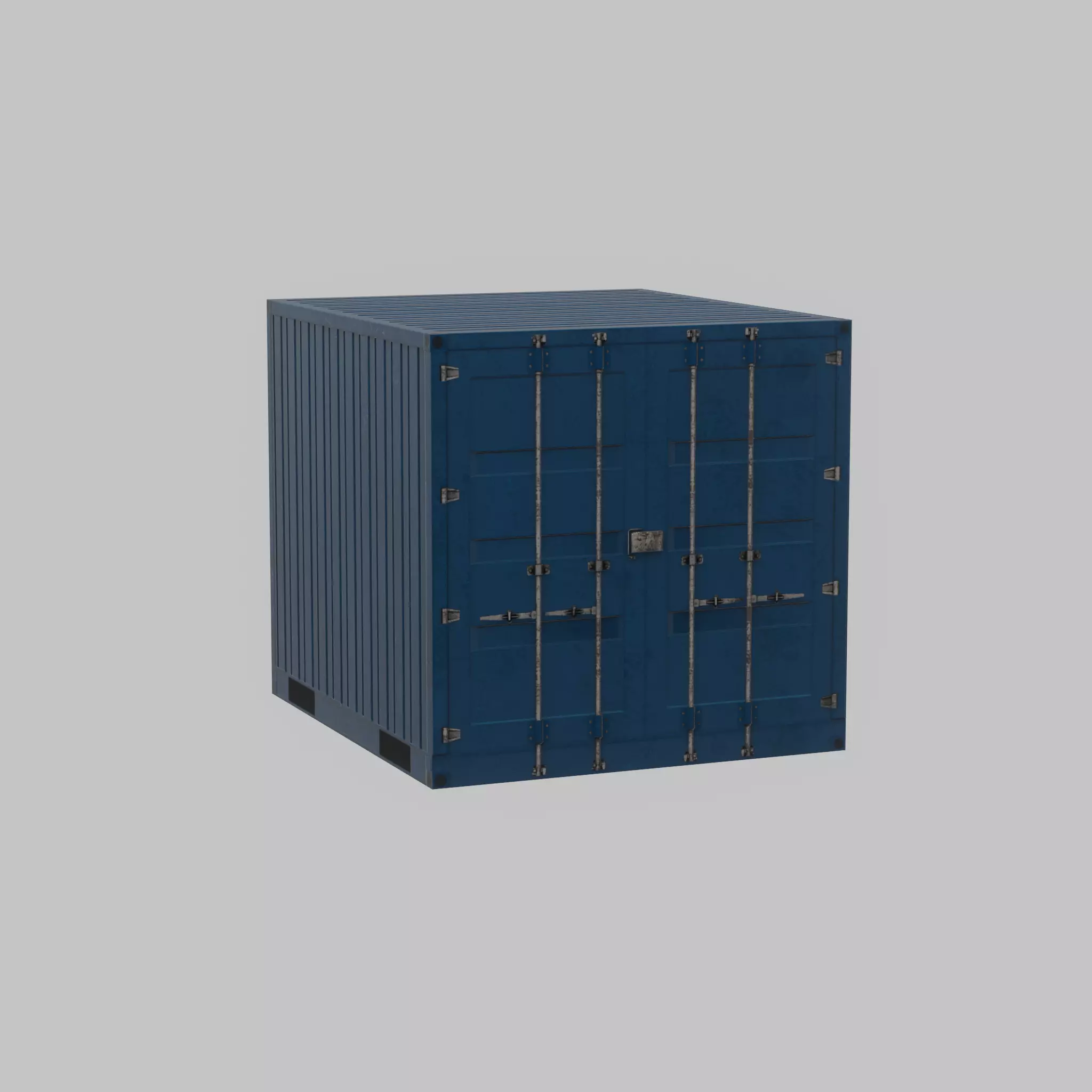 Shipping Container gentian blue 6ft Low-poly 3D model_63