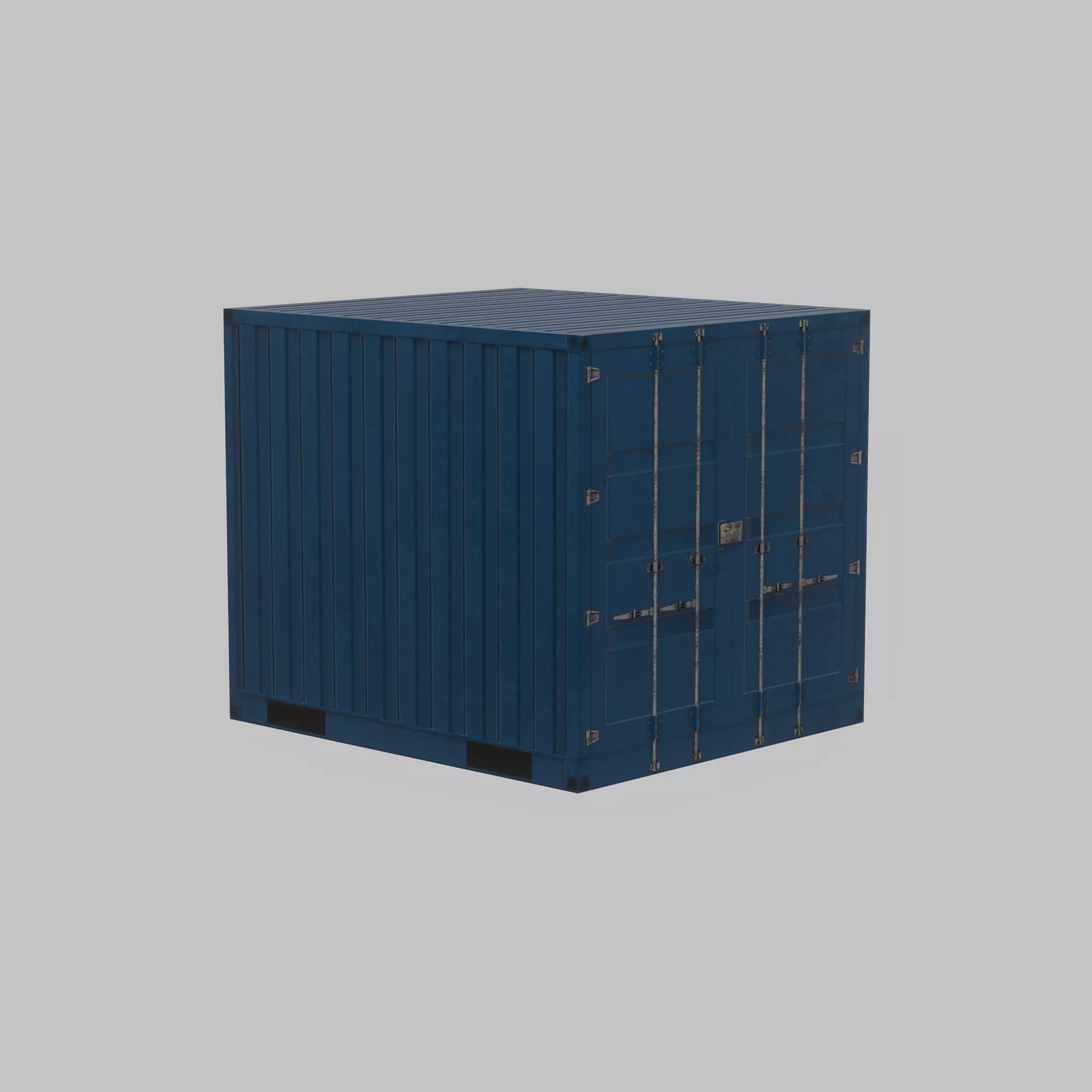 Shipping Container gentian blue 6ft Low-poly 3D model_53
