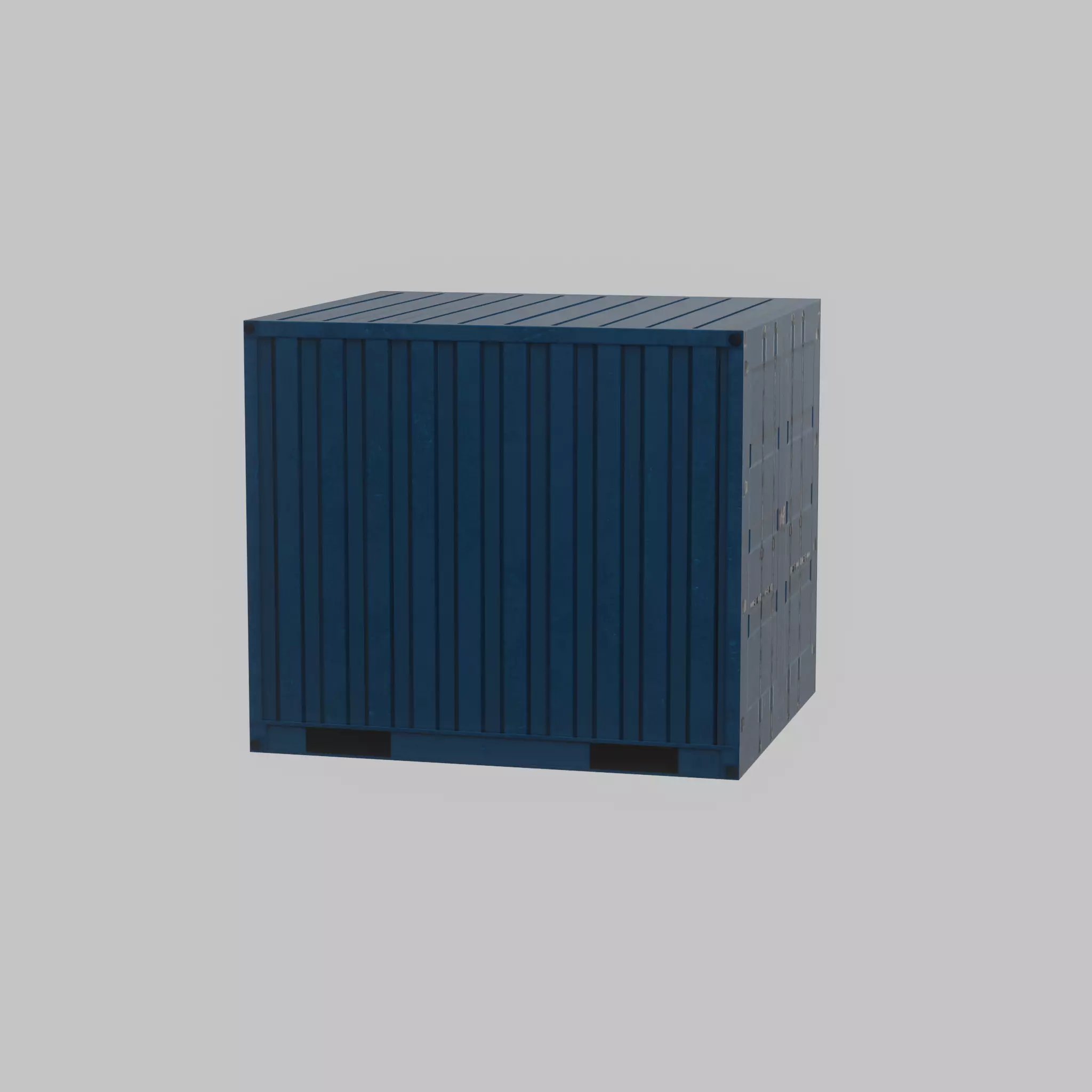 Shipping Container gentian blue 6ft Low-poly 3D model_49