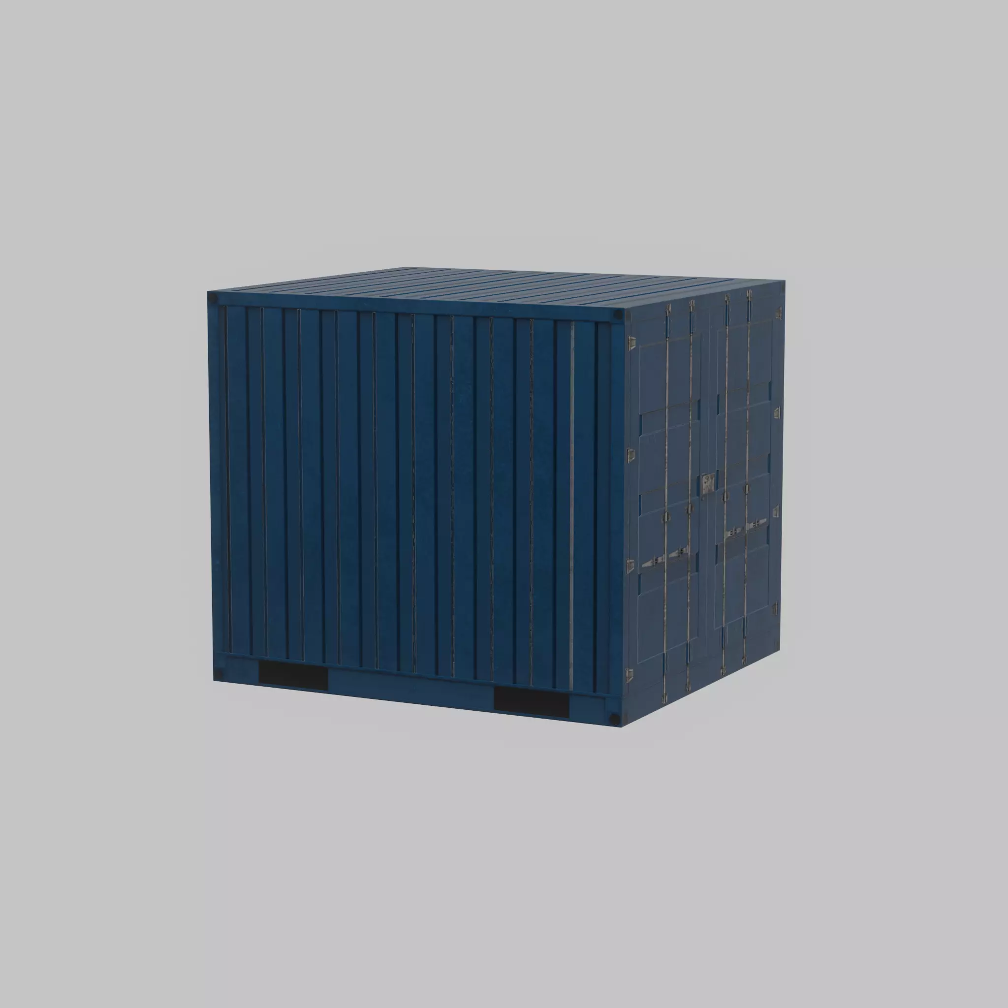 Shipping Container gentian blue 6ft Low-poly 3D model_50