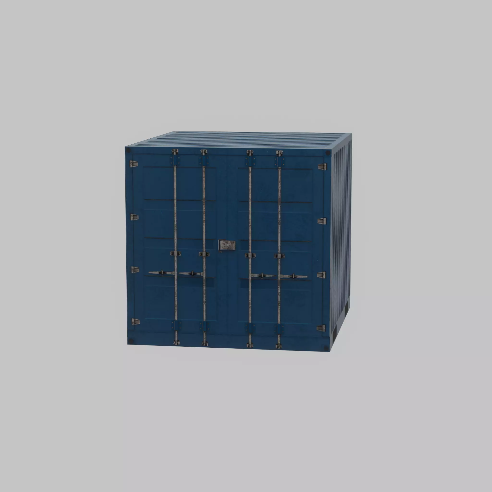 Shipping Container gentian blue 6ft Low-poly 3D model_23
