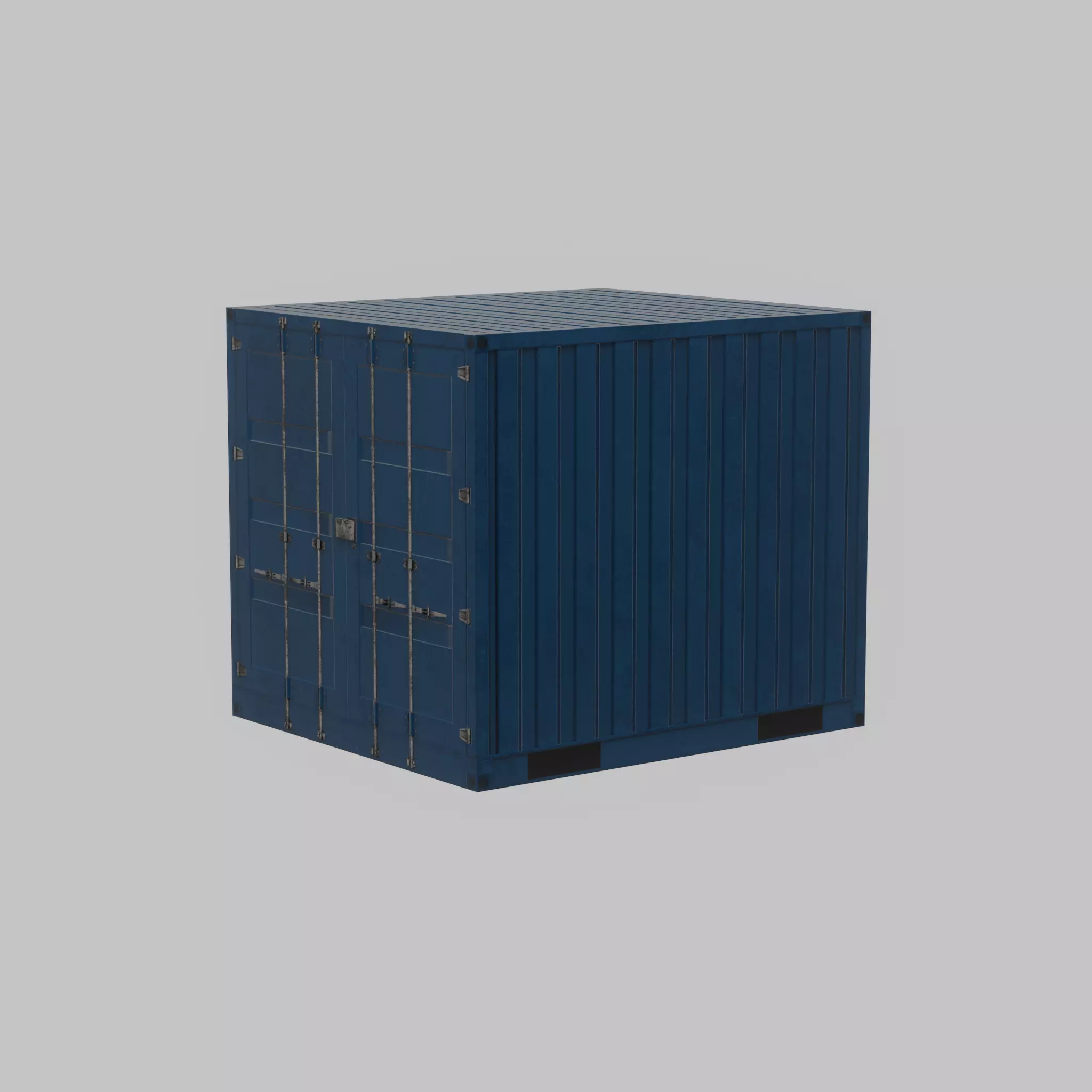Shipping Container gentian blue 6ft Low-poly 3D model_68