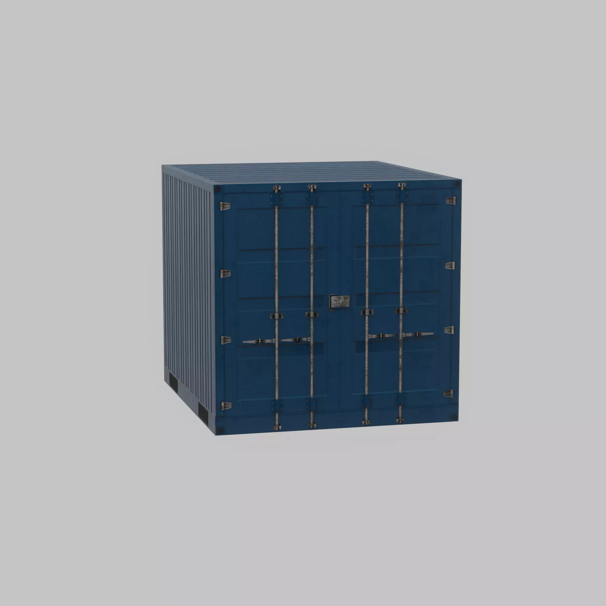 Shipping Container gentian blue 6ft Low-poly 3D model_24