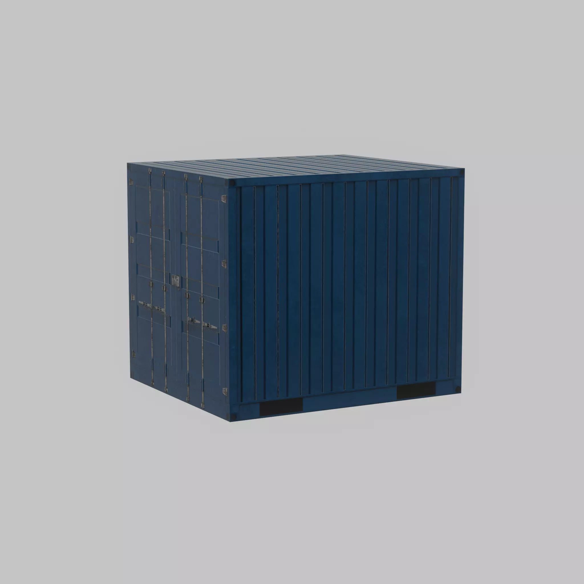 Shipping Container gentian blue 6ft Low-poly 3D model_57