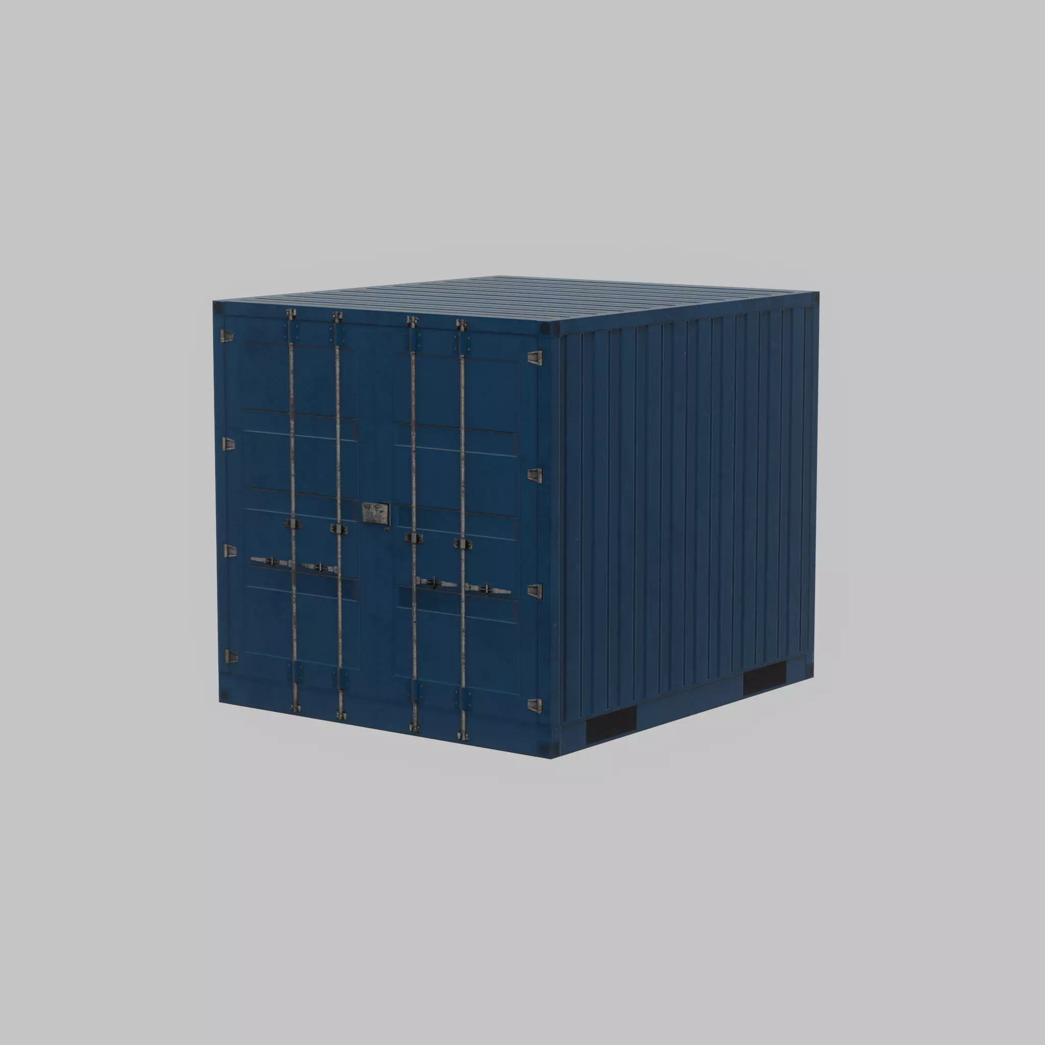 Shipping Container gentian blue 6ft Low-poly 3D model_71