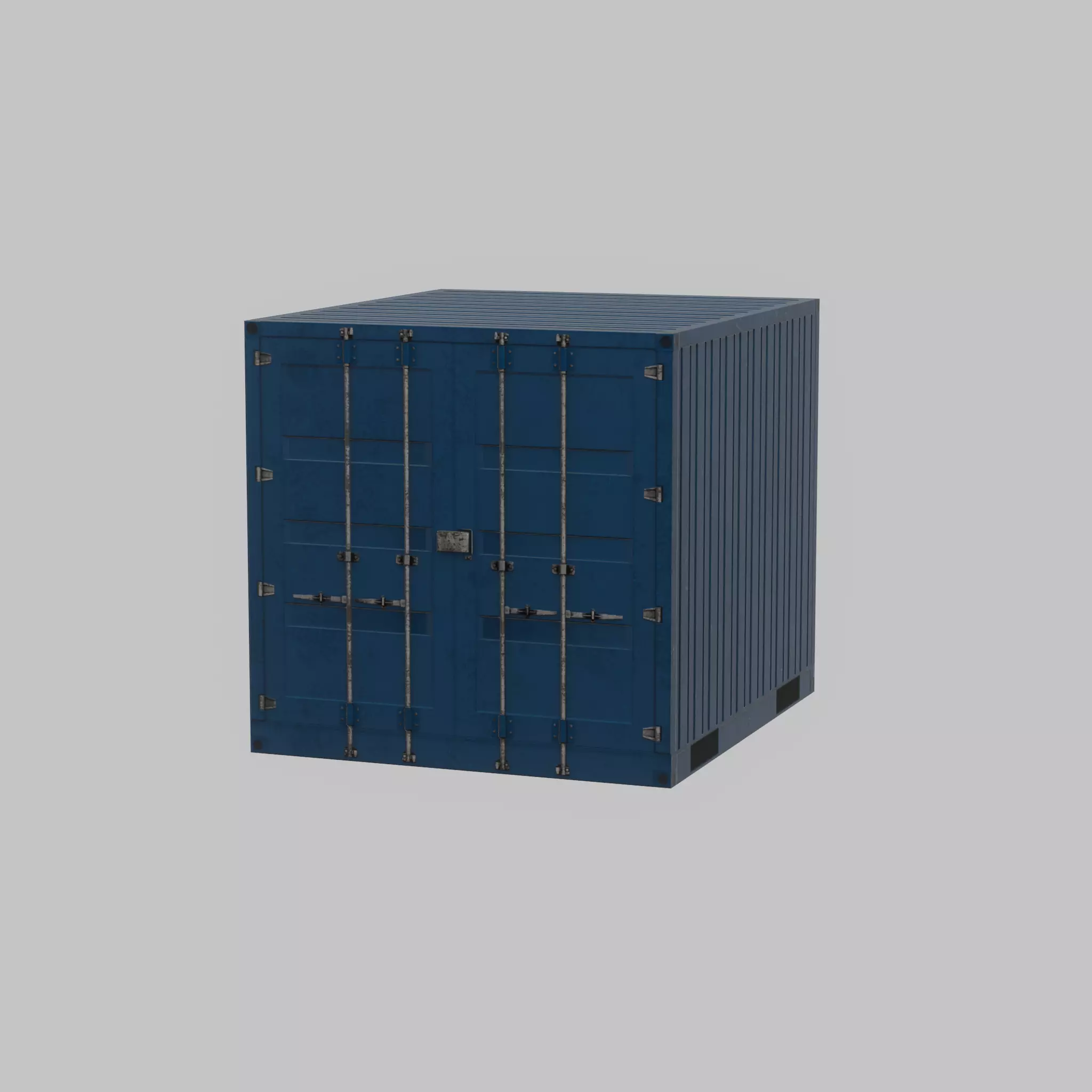 Shipping Container gentian blue 6ft Low-poly 3D model_62