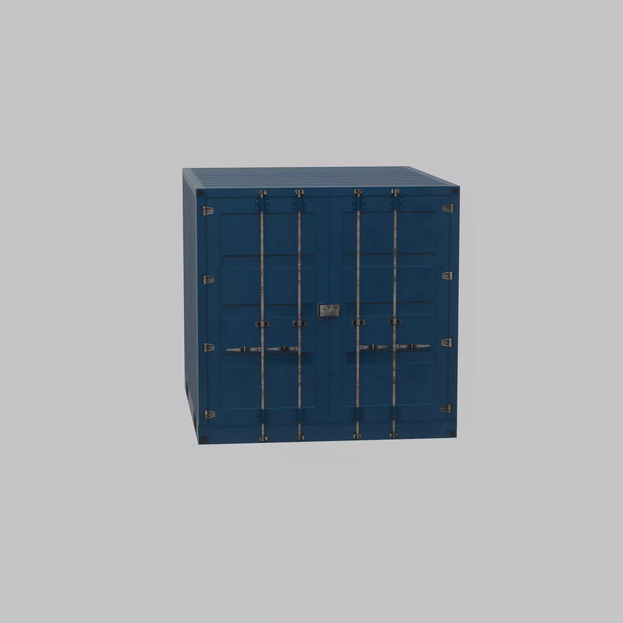 Shipping Container gentian blue 6ft Low-poly 3D model_30
