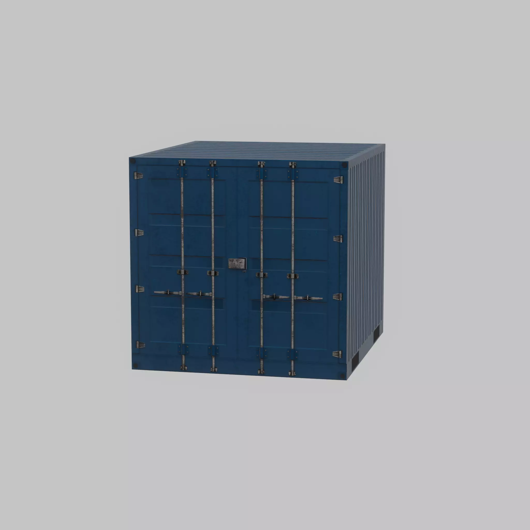 Shipping Container gentian blue 6ft Low-poly 3D model_42