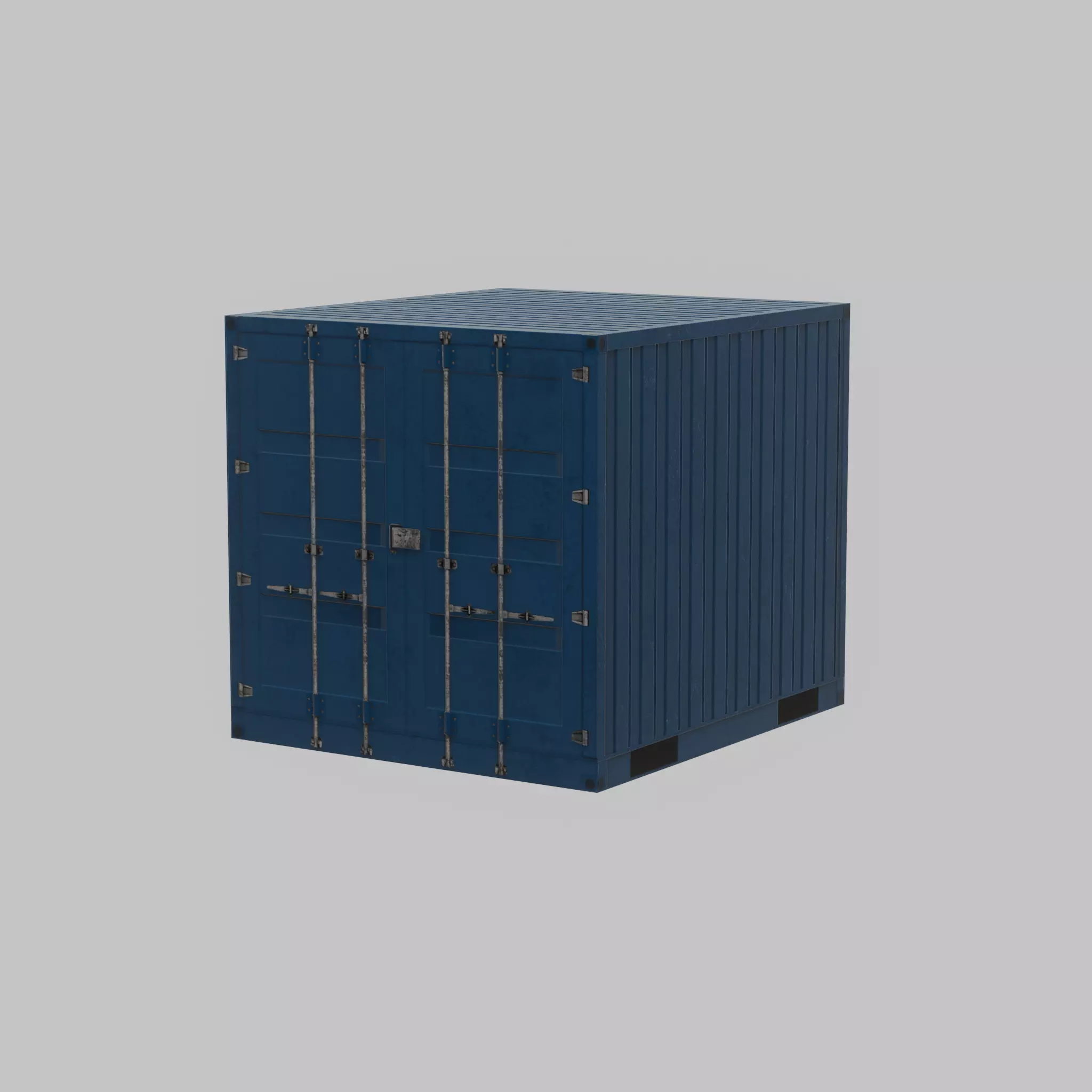 Shipping Container gentian blue 6ft Low-poly 3D model_36
