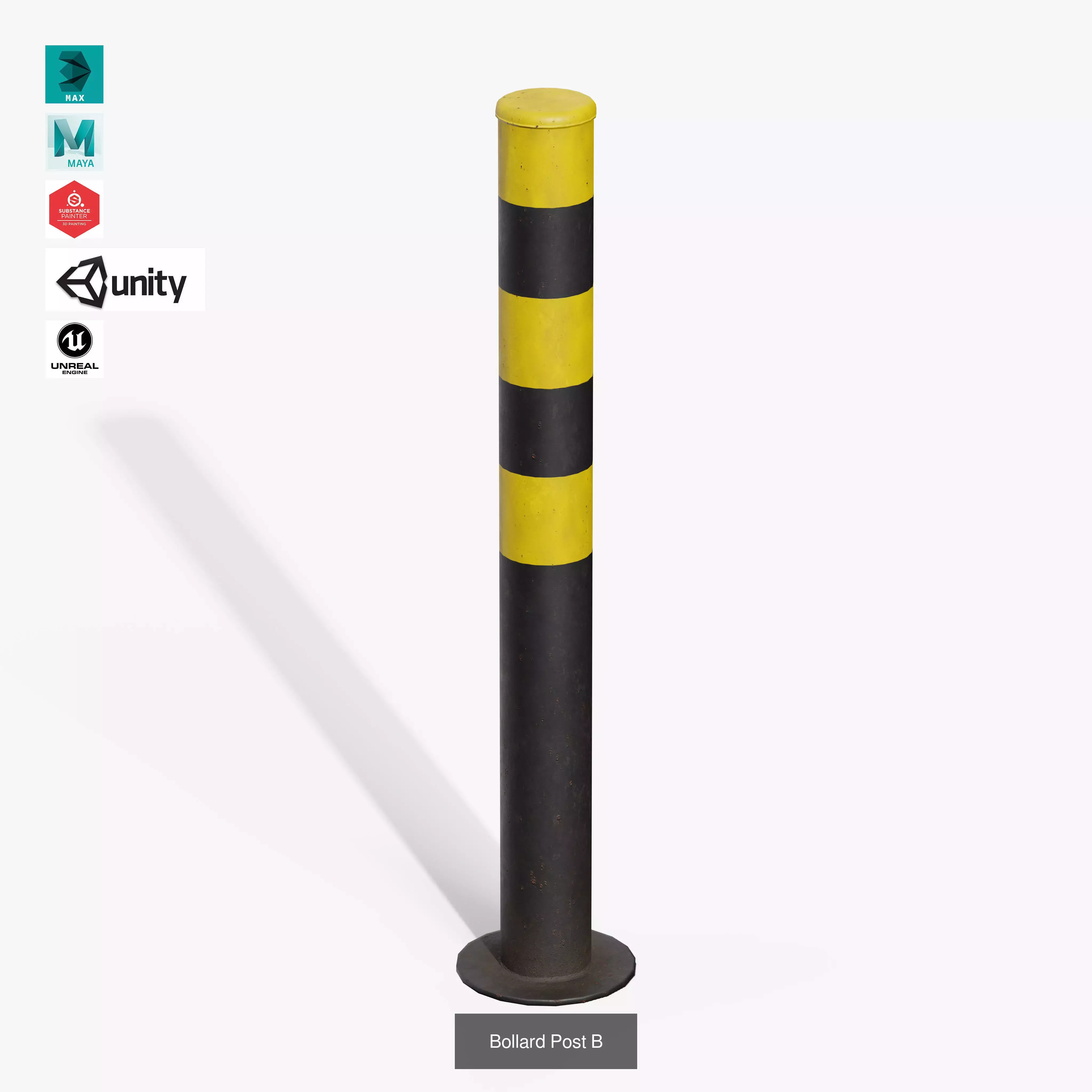 Bollard Posts Pack 3D Model Collection_7