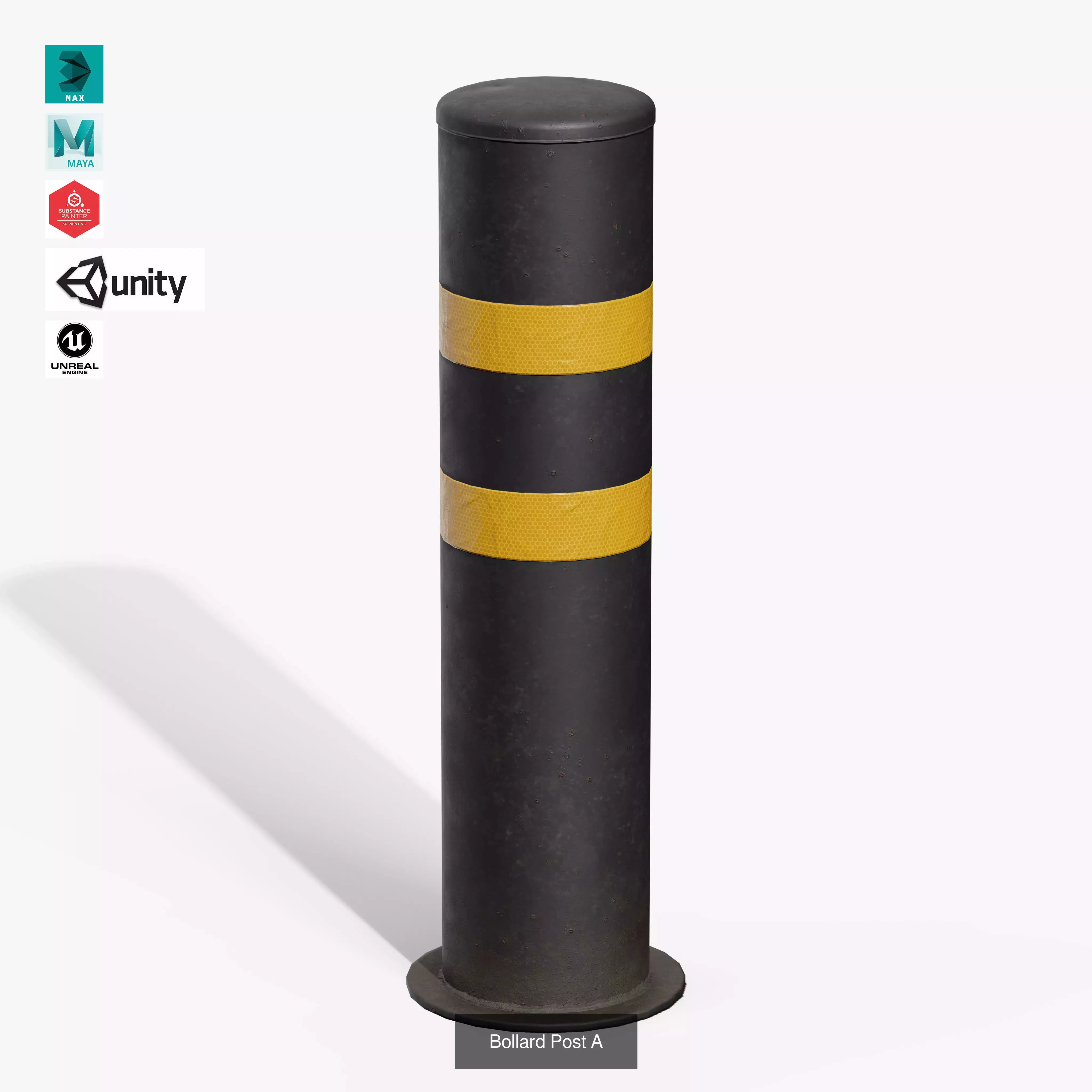 Bollard Posts Pack 3D Model Collection_6