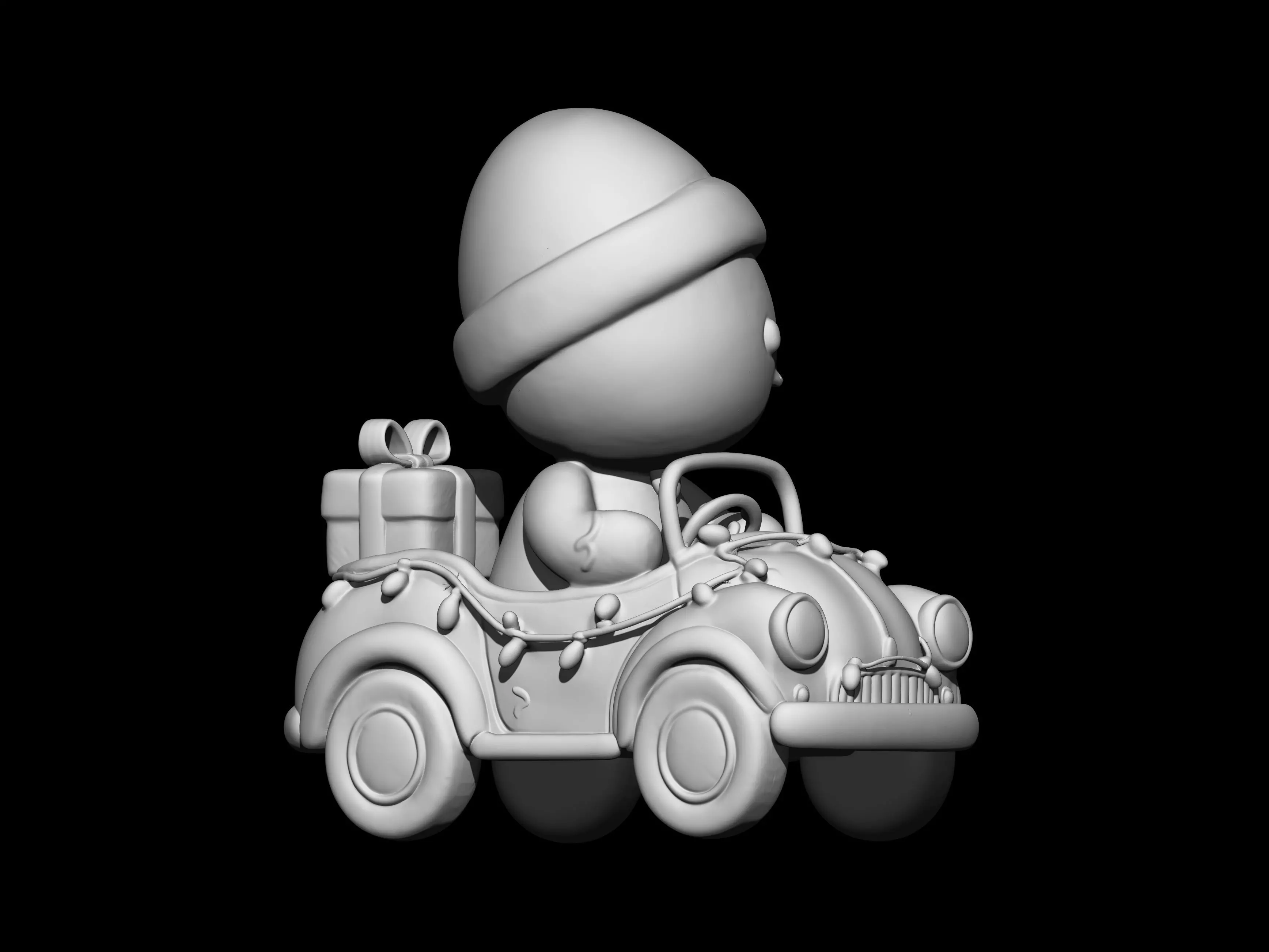 Gingerbread Man Driving Vintage Car 3D print model_2