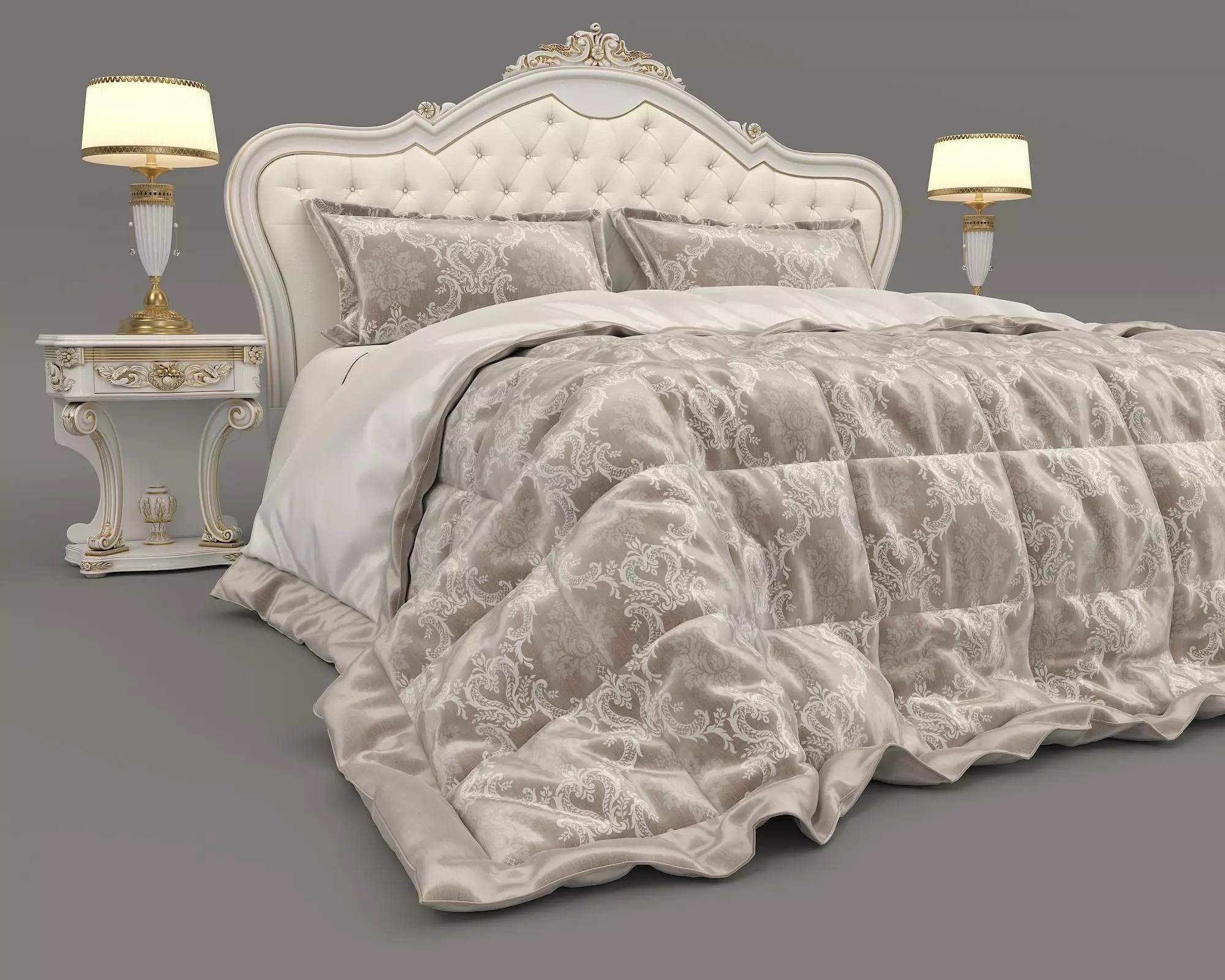 Classic European Style Bed Set 32 3D model_5