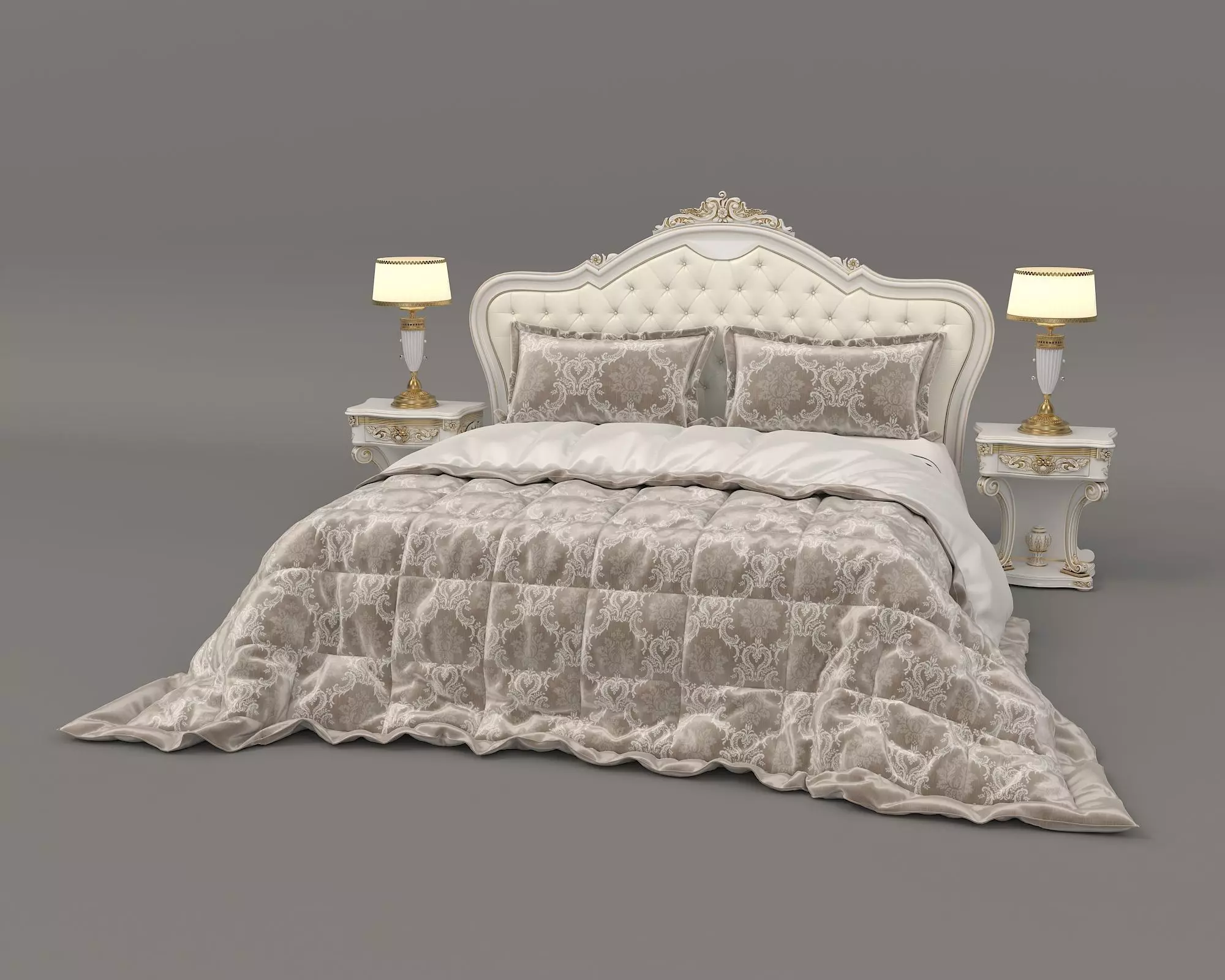 Classic European Style Bed Set 32 3D model_0