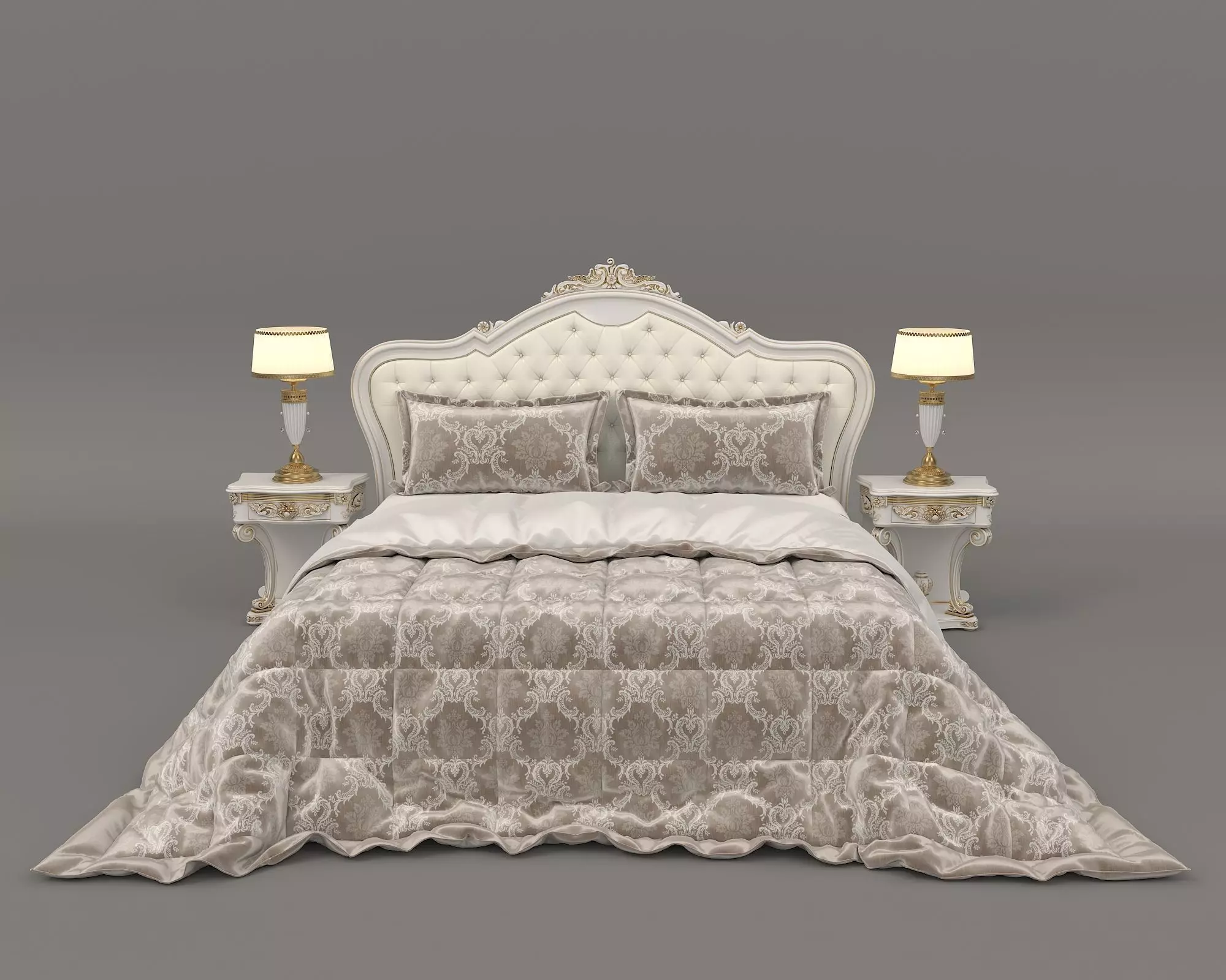 Classic European Style Bed Set 32 3D model_1