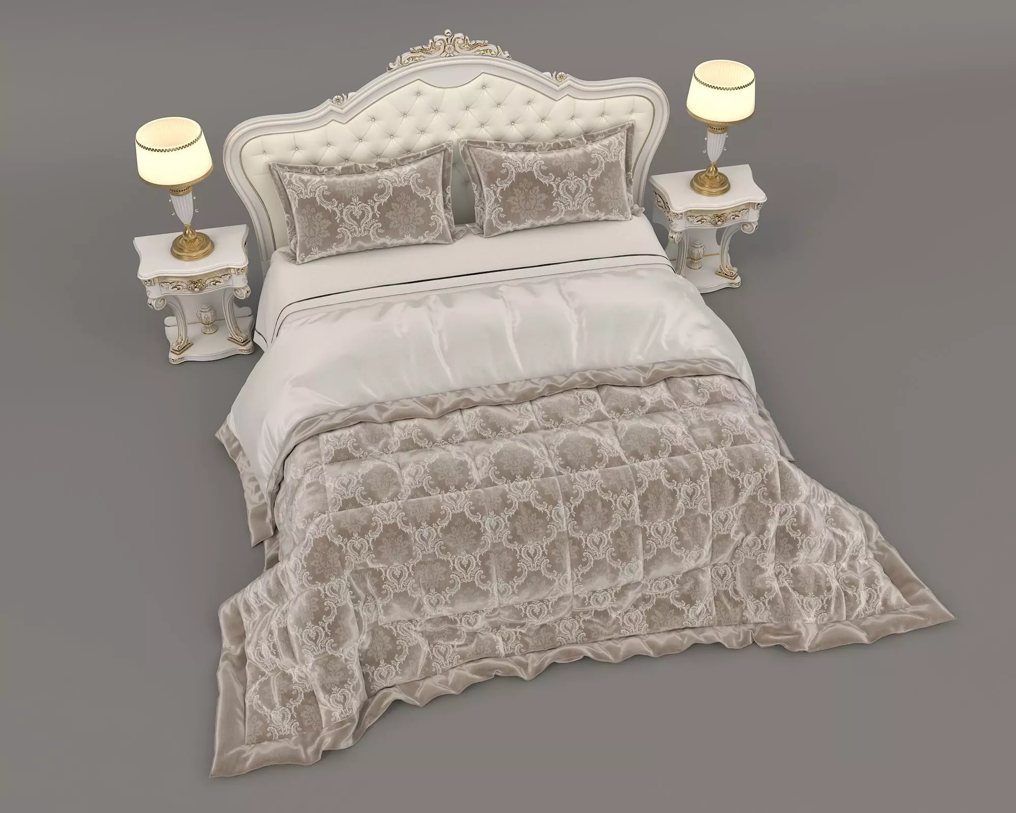 Classic European Style Bed Set 32 3D model_6