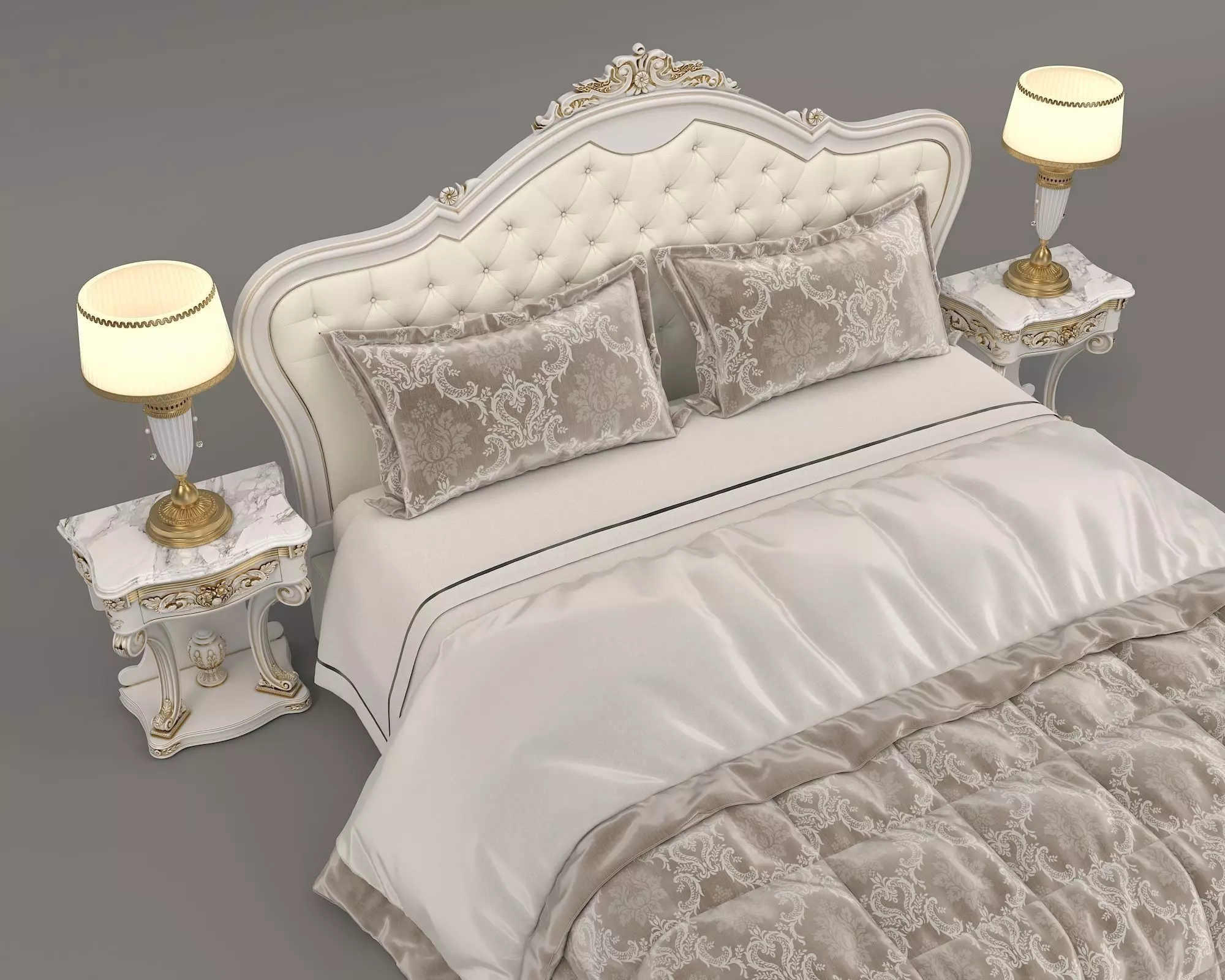 Classic European Style Bed Set 32 3D model_4