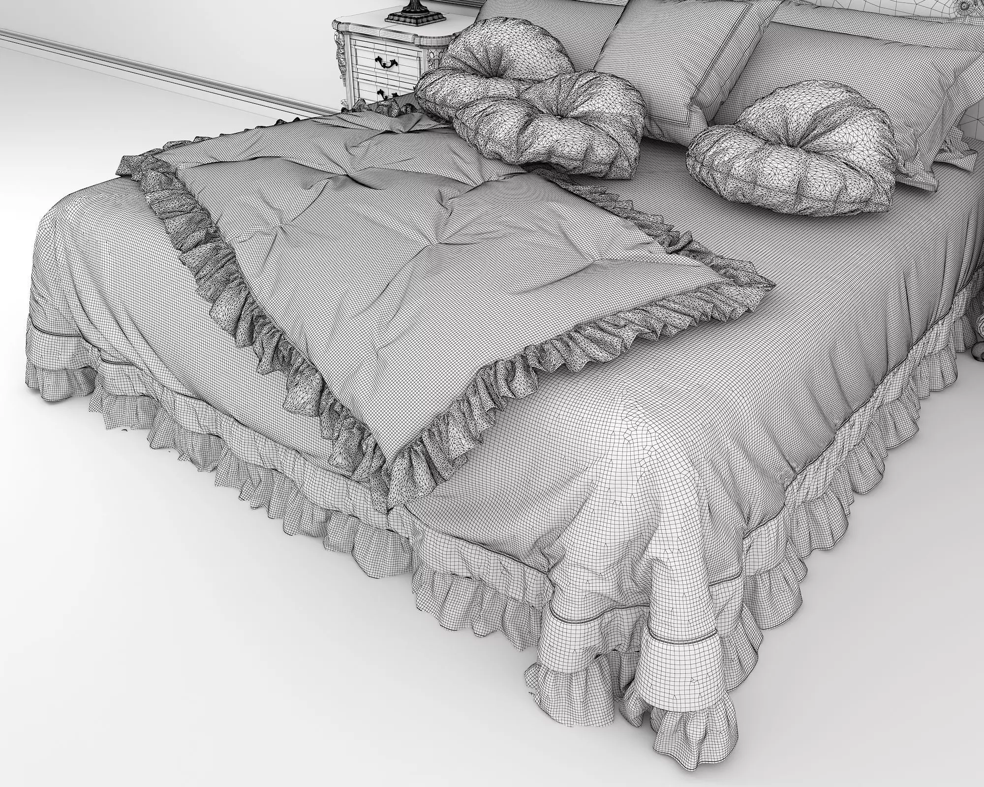 Classic European Style Bed Set 38 3D model_10