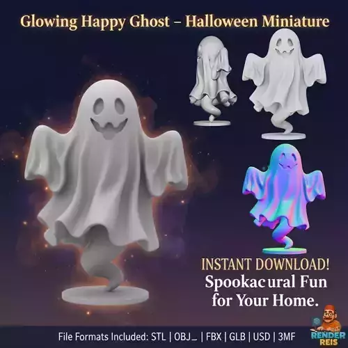 Glowing Happy Ghost  Halloween Miniature
