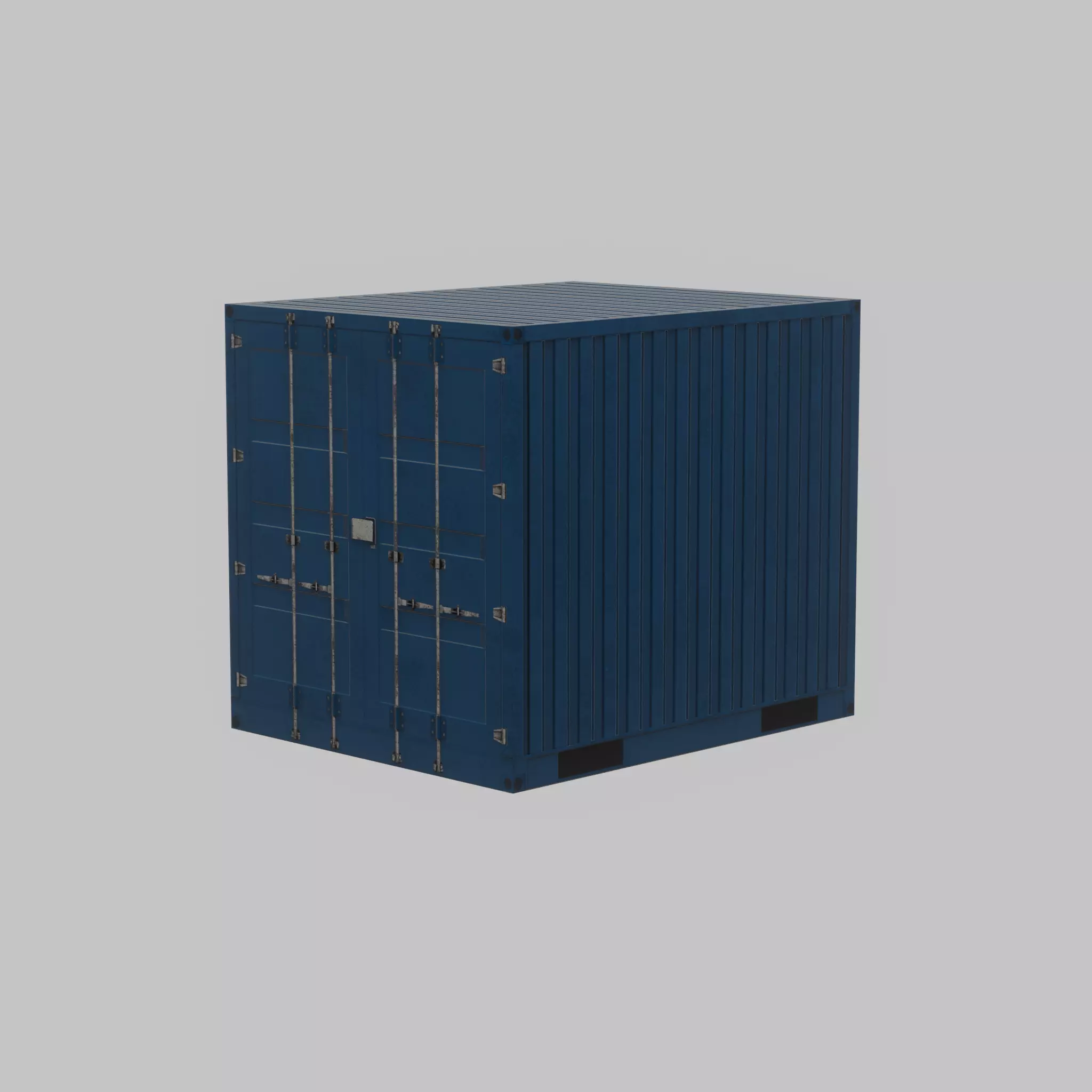 Shipping Container gentian blue 10ft Low-poly 3D model_43