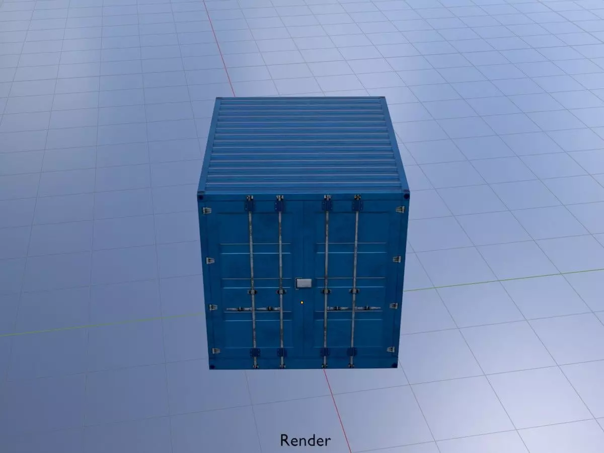 Shipping Container gentian blue 10ft Low-poly 3D model_19