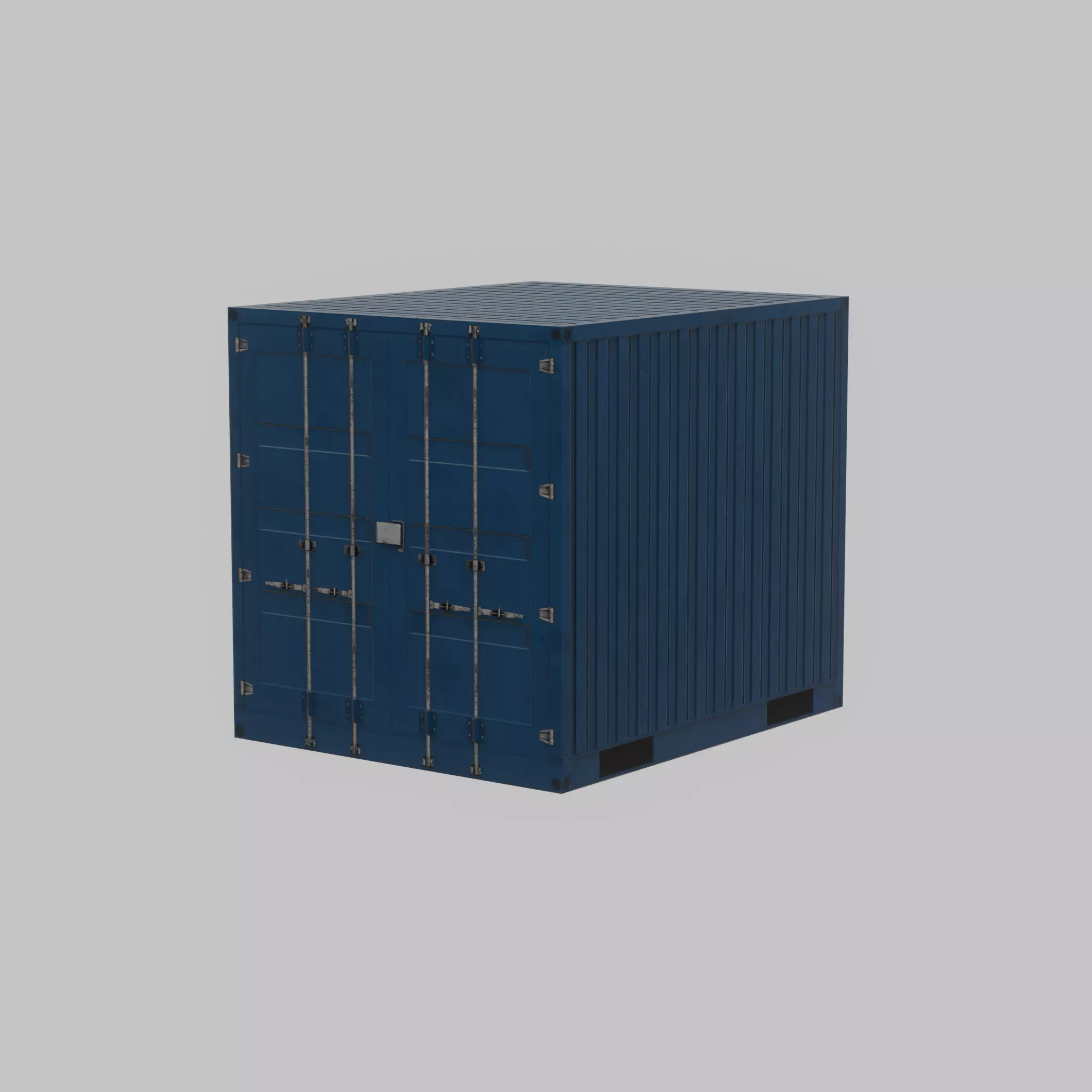 Shipping Container gentian blue 10ft Low-poly 3D model_53
