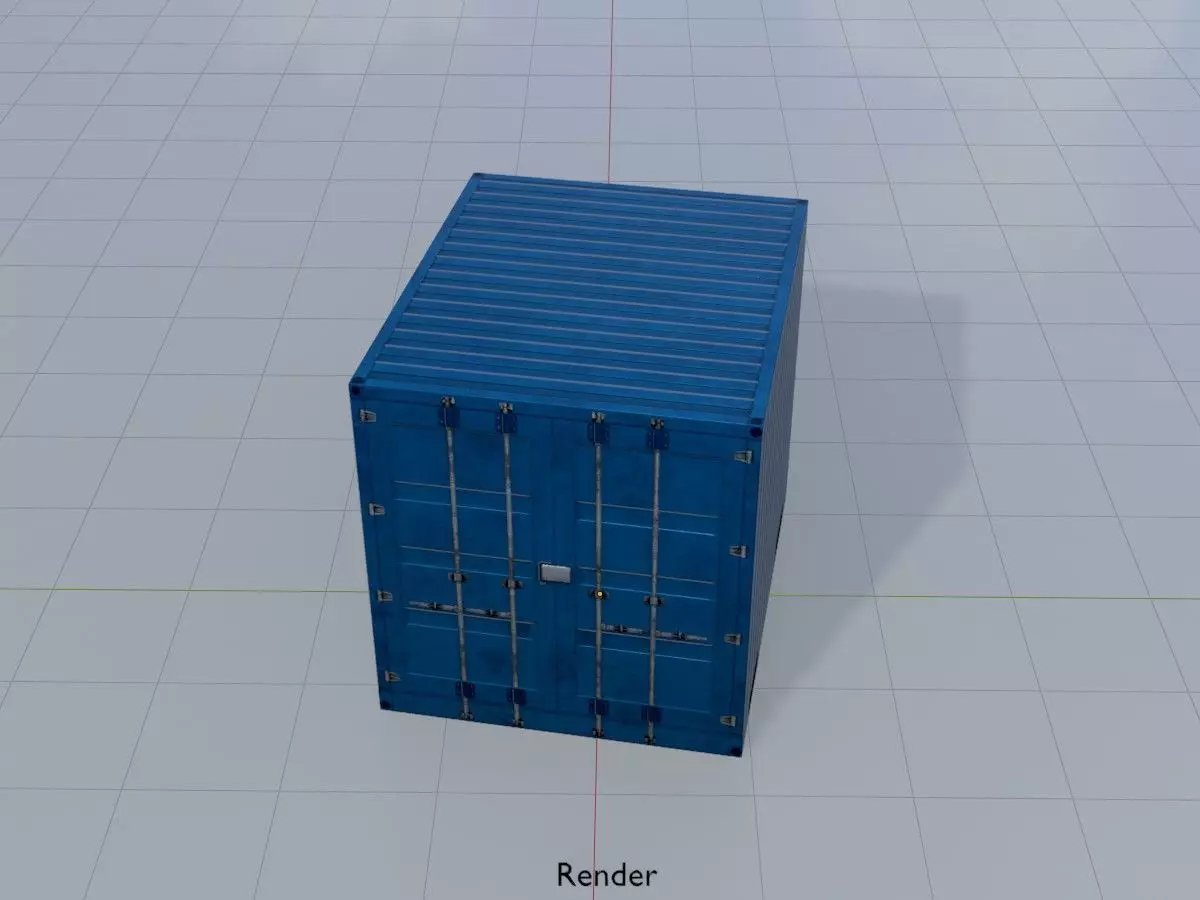 Shipping Container gentian blue 10ft Low-poly 3D model_15