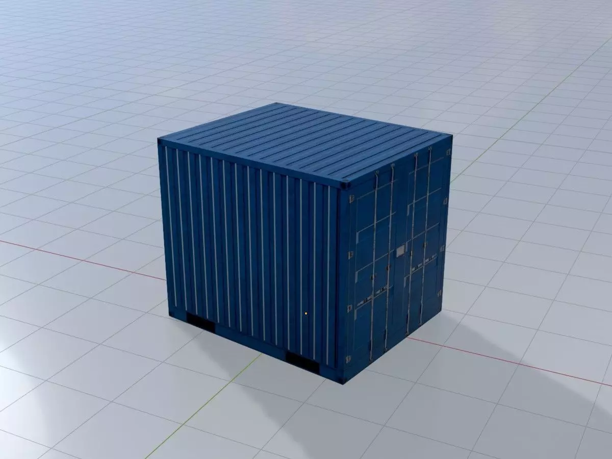 Shipping Container gentian blue 10ft Low-poly 3D model_4