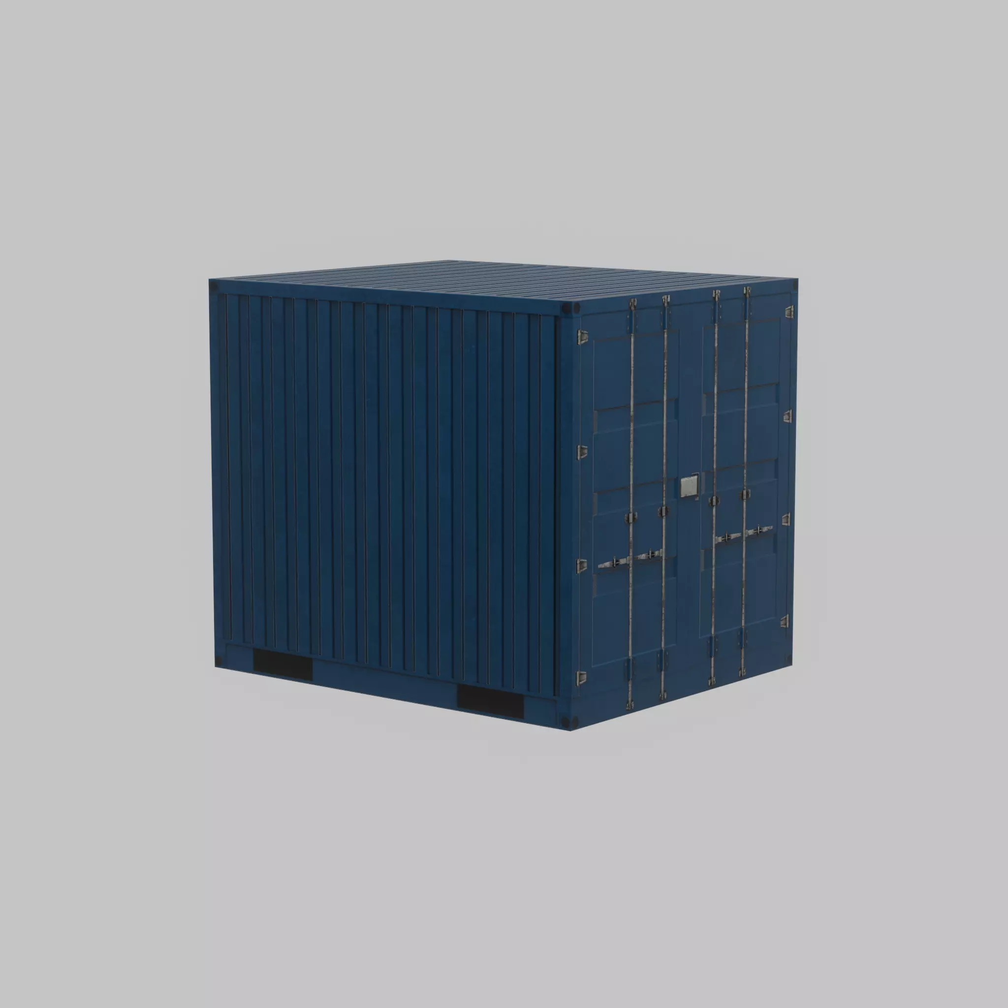 Shipping Container gentian blue 10ft Low-poly 3D model_51