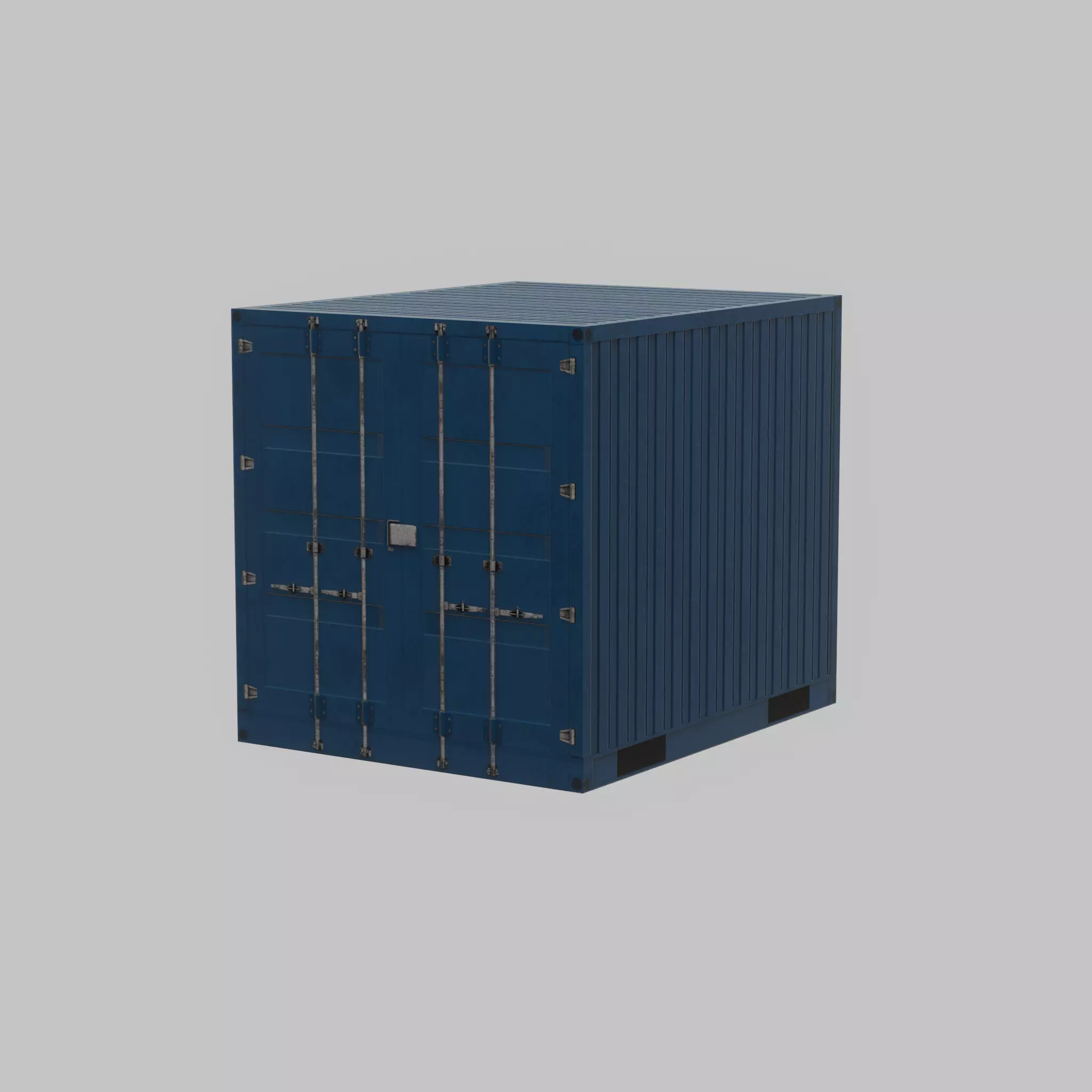 Shipping Container gentian blue 10ft Low-poly 3D model_60