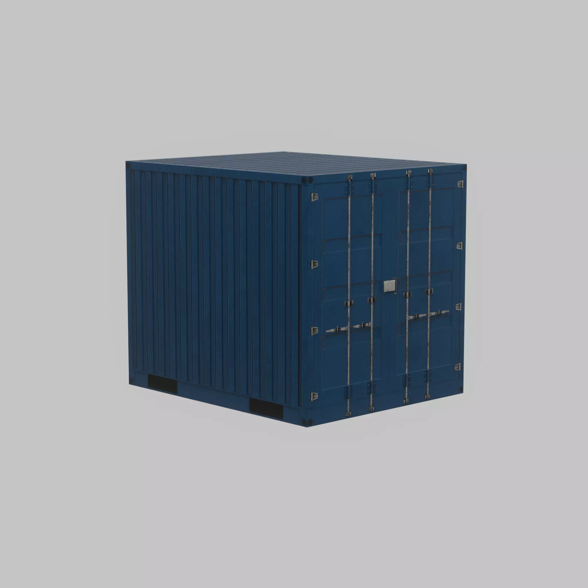 Shipping Container gentian blue 10ft Low-poly 3D model_50